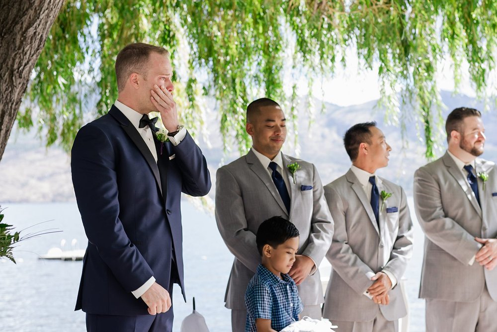 groom emotional seeing his bride for the first time