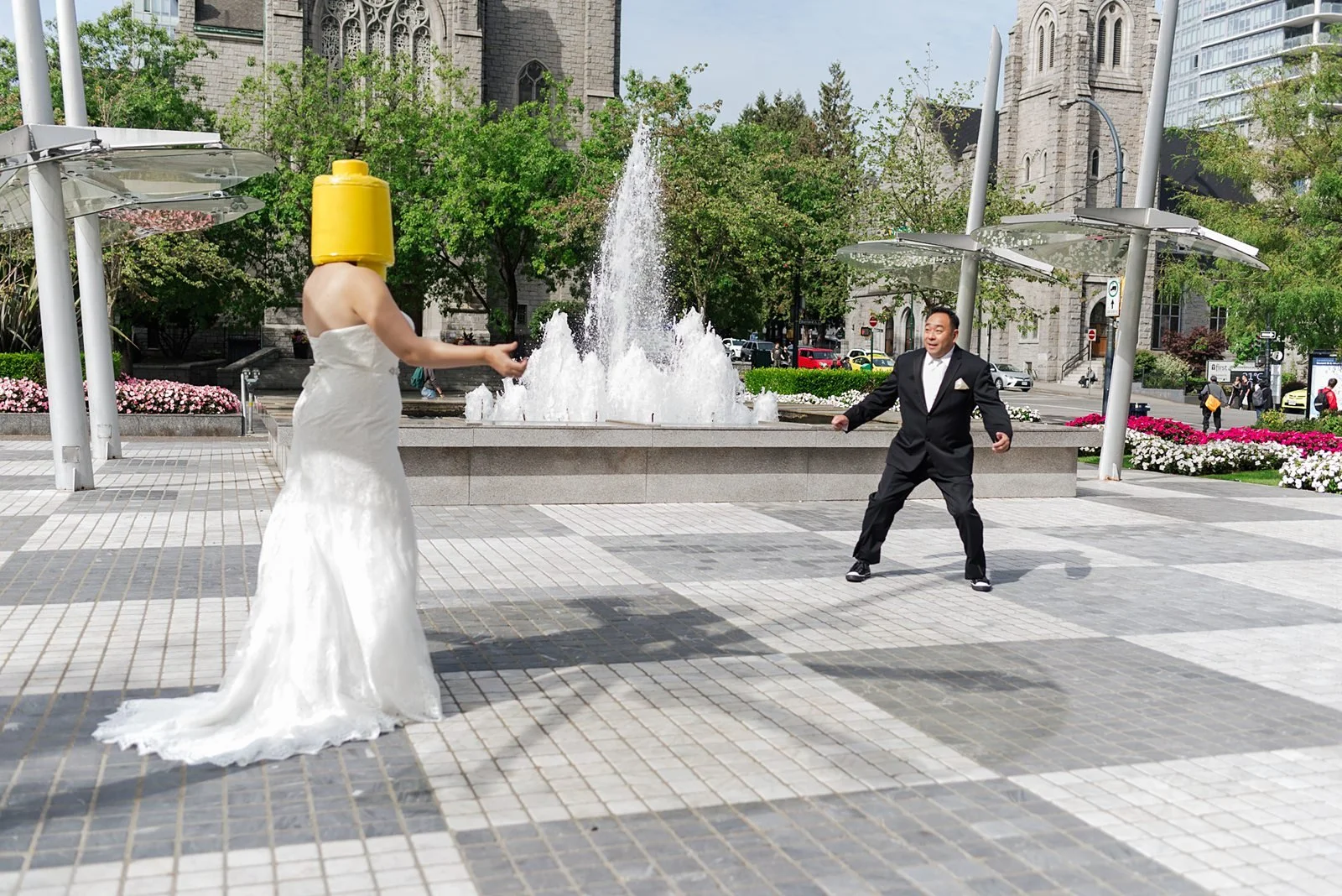 bride and groom first look with special surprise