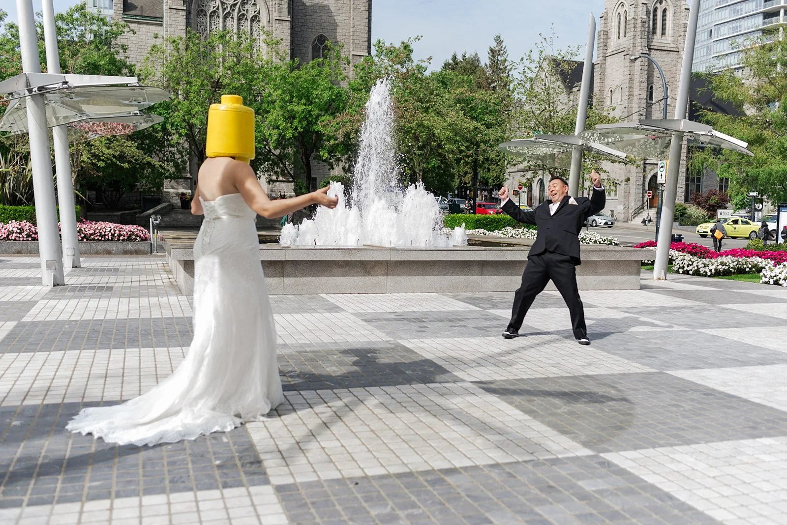 first look with bride and groom
