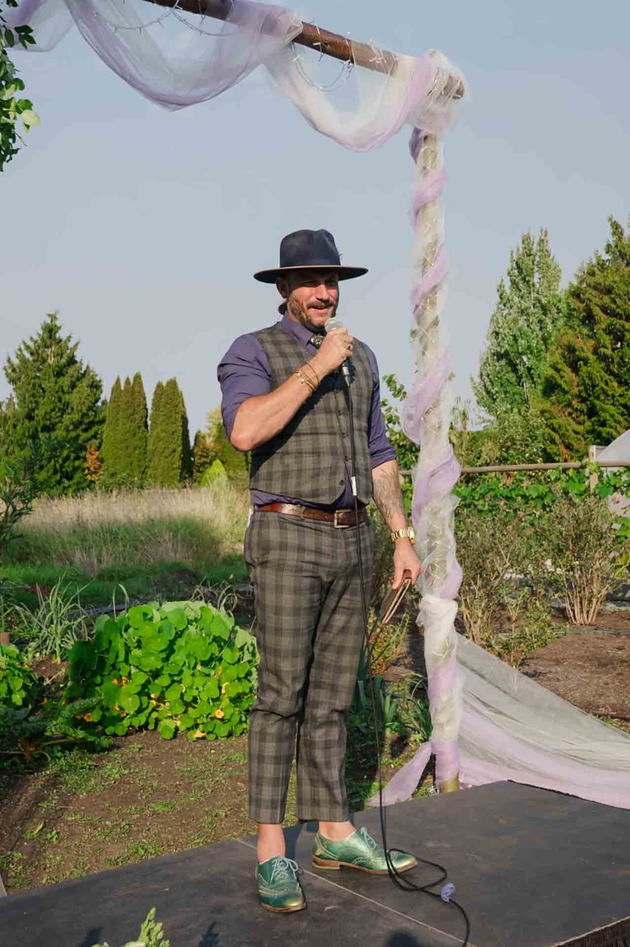wedding officiant making an announcement