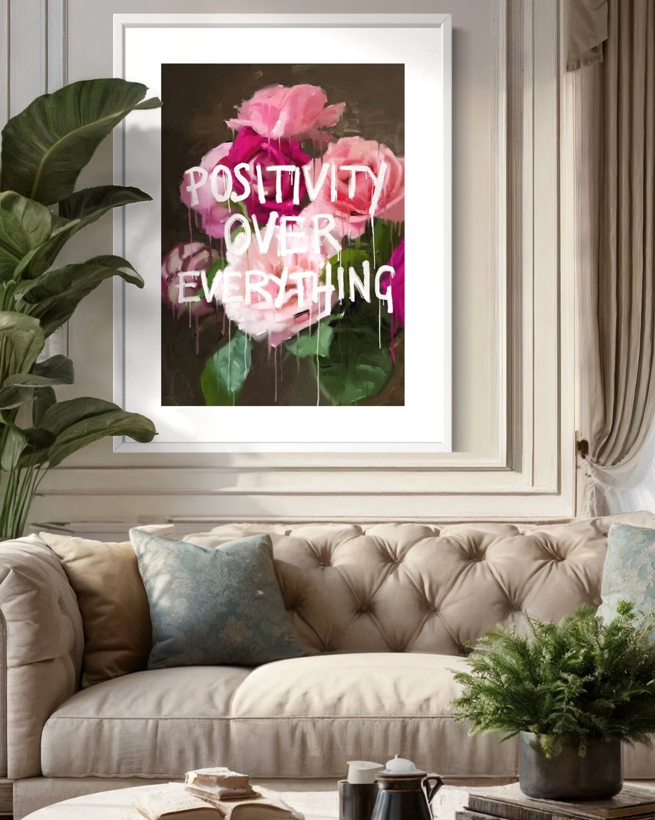 funnytummy positivity over everything art prints floral flowers