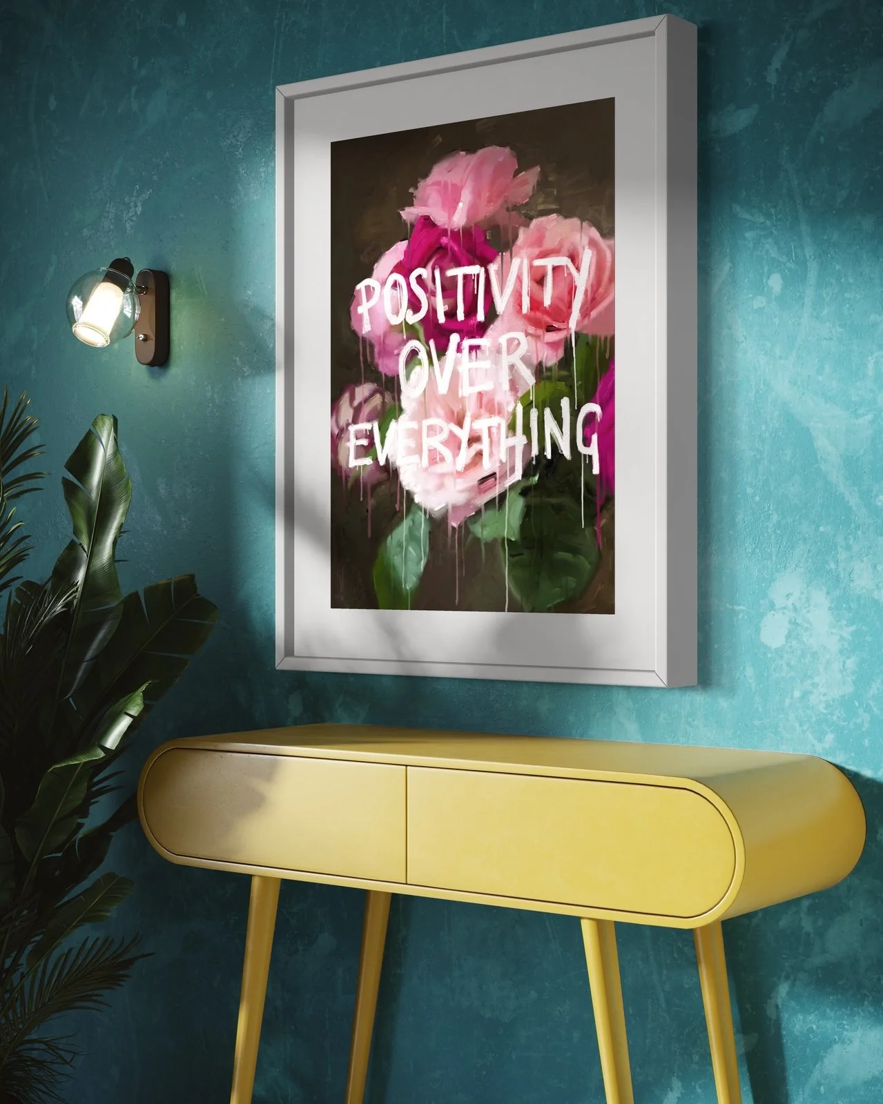 funnytummy positivity over everything art prints floral flowers