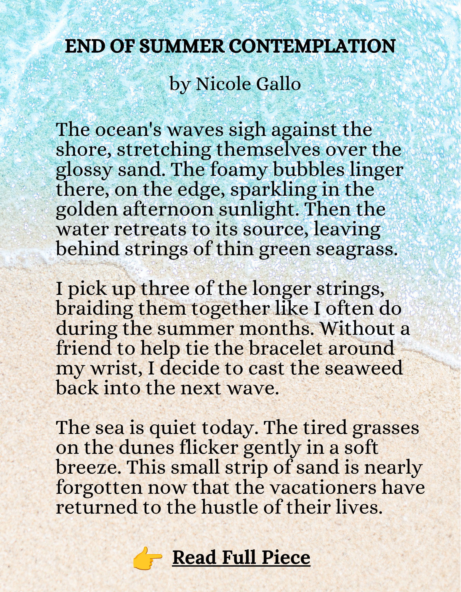 End of Summer Contemplation by Nicole Gallo