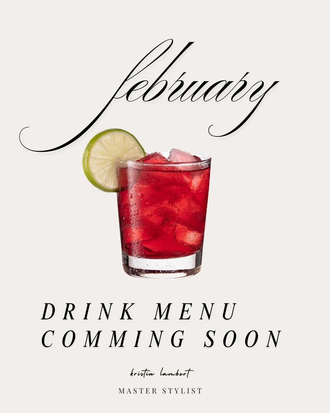 February Drink of the Month 💕🍸
Sweet, flirty, and a little extra&mdash;just how we like it.
Sip, relax, and let your hair dreams come true while you&rsquo;re in my chair.

Great hair + a cute cocktail = elite energy ✨
👉 Book your appointment or ex
