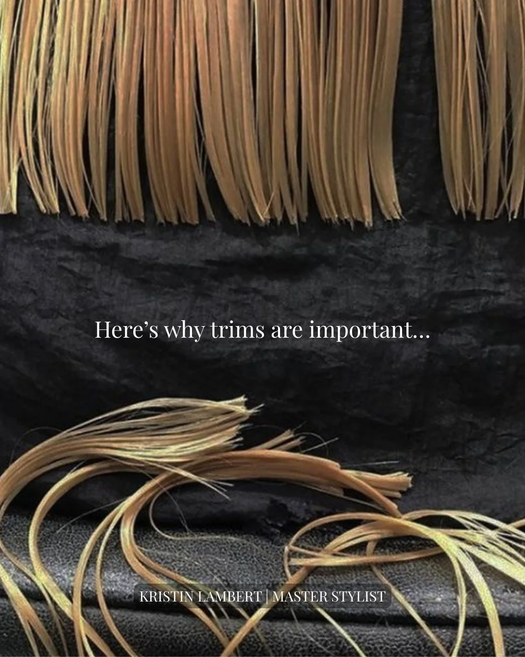 Here&rsquo;s why trims are important&hellip; ✂️

Skipping trims might seem like a way to grow your hair longer, but those dry ends will eventually split and travel up the hair shaft. That means more breakage and thinner ends over time.

A simple trim