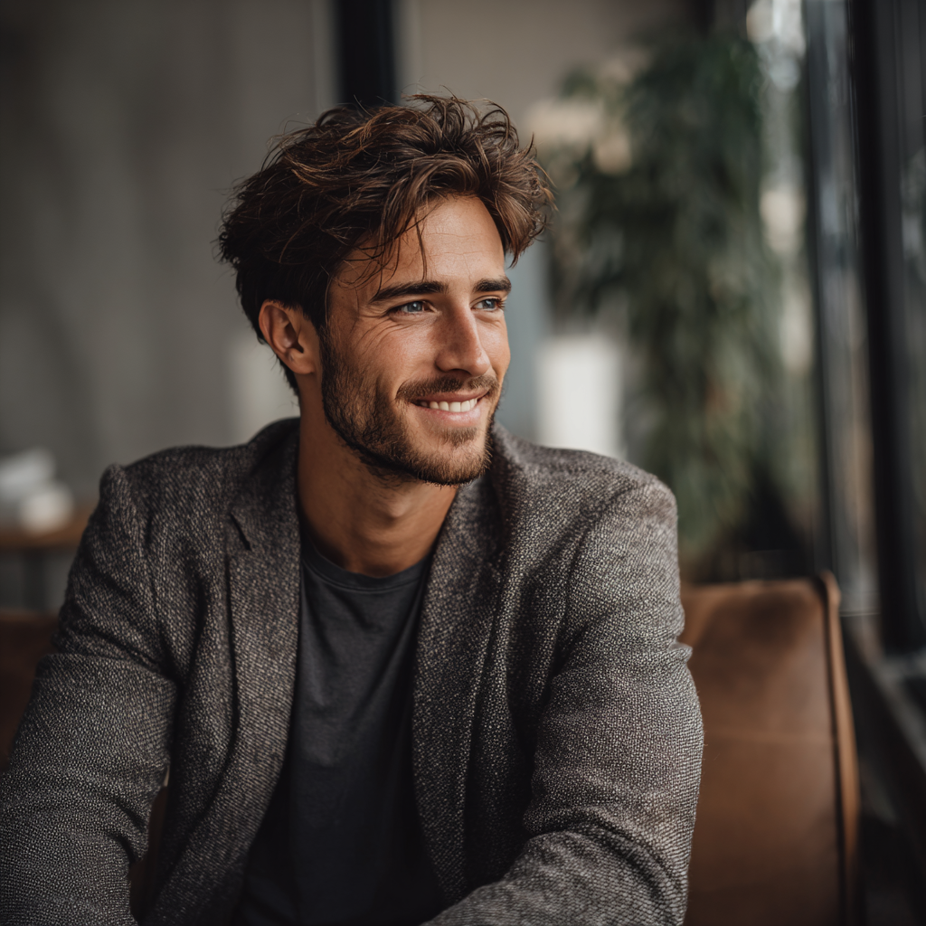 Relaxed man smiling after getting help for anxiety