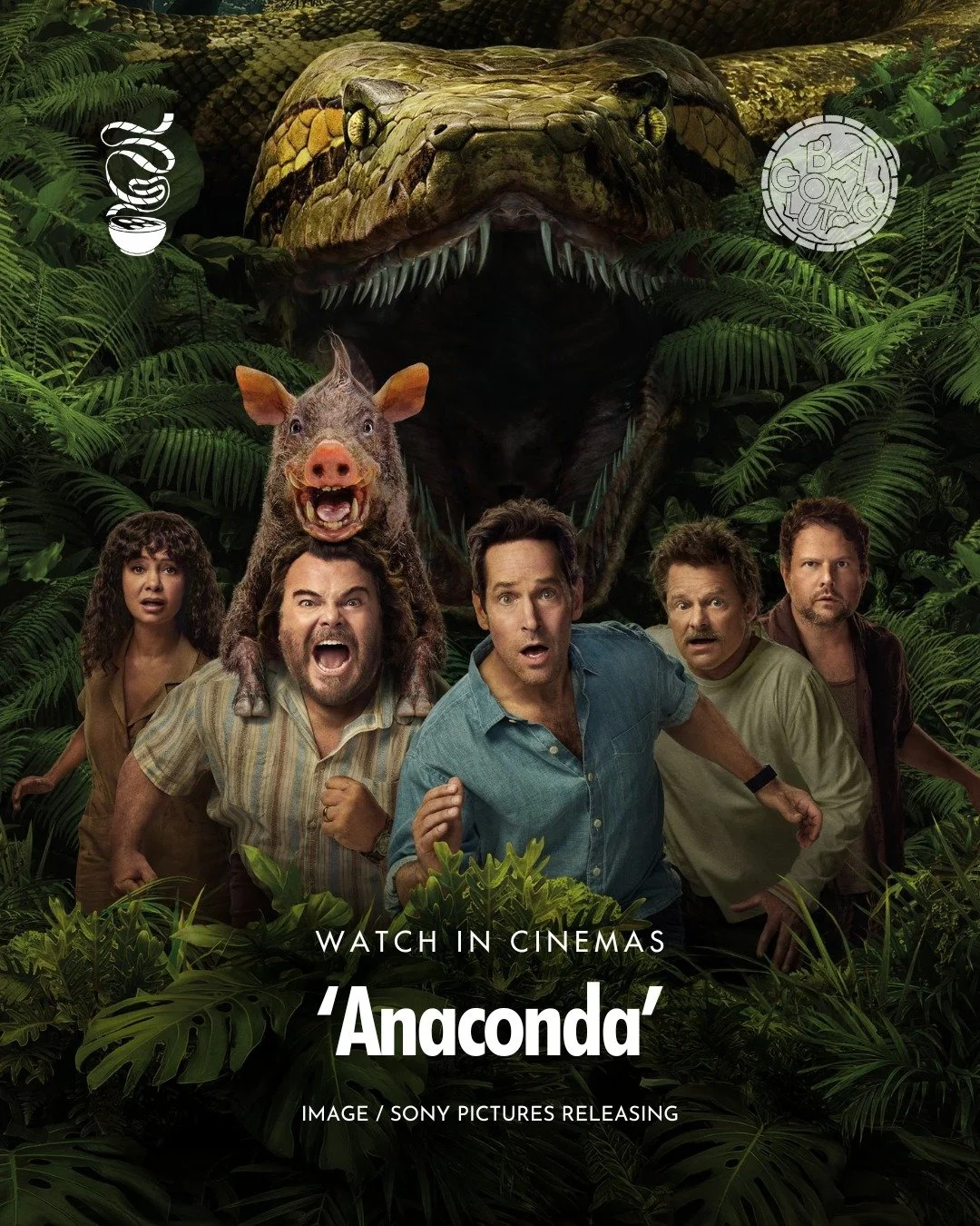 SLITHERING INTO THEATERS!

&lsquo;Anaconda&rsquo; is now showing in cinemas!

Best friends Doug (Jack Black) and Griff (Paul Rudd) make their way into the Amazon Rainforest to remake their favorite movie, &lsquo;Anaconda.&rsquo; Their plot gets real 