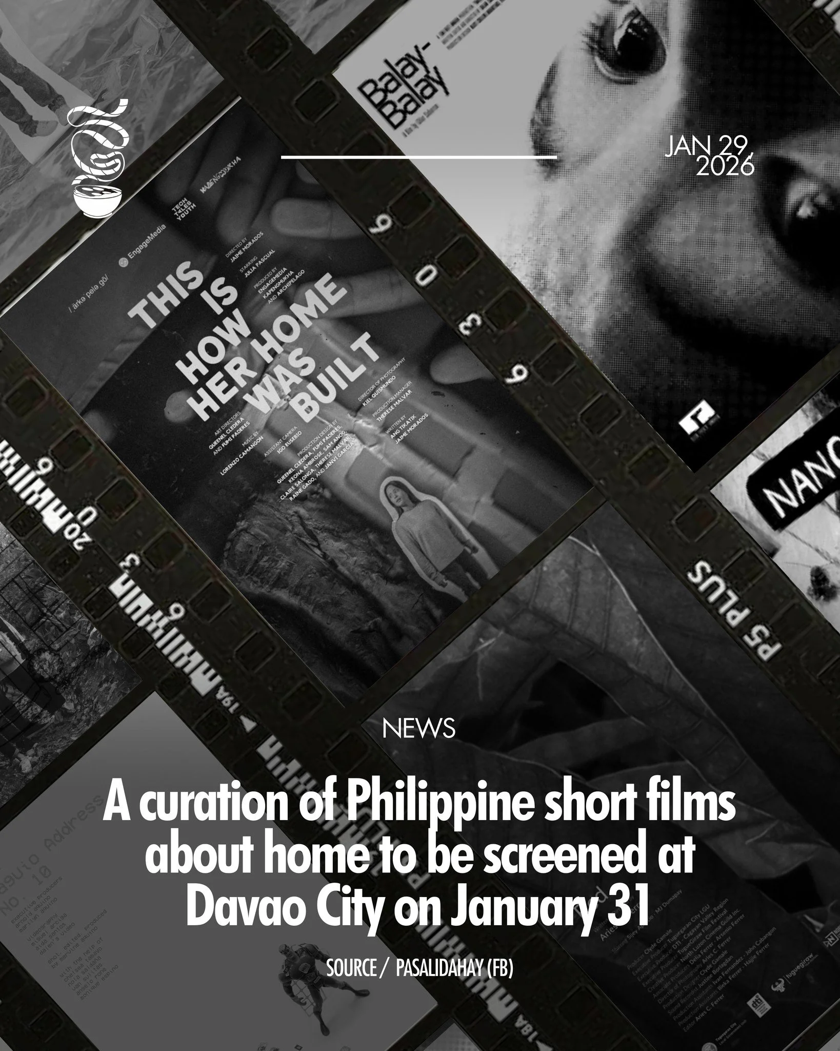 ALL THINGS GO BACK HOME.

A curation of local short films will be screened at The Green House Cinema, Anda, Davao City, on January 31. The theme, curated by programmer Jay Rosas, focuses on personal connections to the idea of 'home,' titled 'A House 