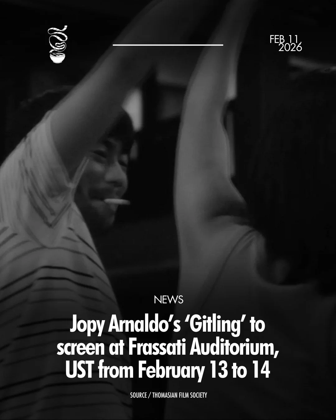 GITLING IN ESPA&Ntilde;A!

Jopy Arnaldo's Cinemalaya 2023 entry 'Gitling,' starring Gabby Padilla and Ken Yamamura, will be screened at the Frassati Auditorium, Saint Pier Giorgio Frassati Building, University of Santo Tomas, Manila, on February 13 a