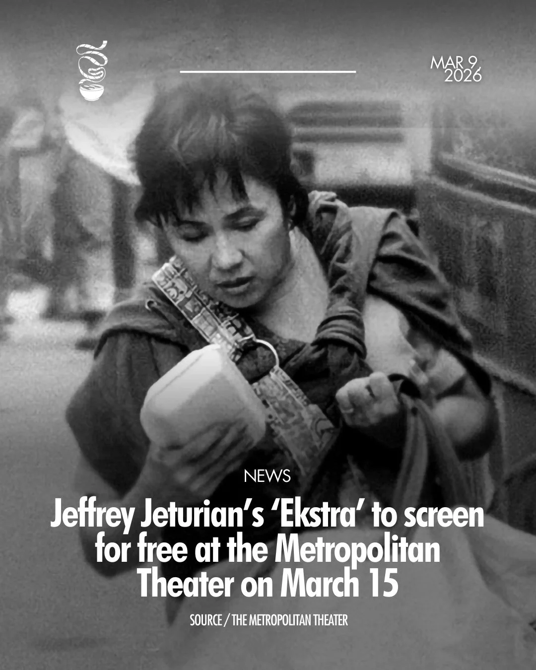 EKSTRA, EKSTRA!

In celebration of Women's Month, Jeffrey Jeturian's 'Ekstra,' starring Vilma Santos, will screen for free at the Metropolitan Theater on March 15 at 2 PM. The Cinemalaya 2013 Special Jury Prize winner follows the exploitation and har