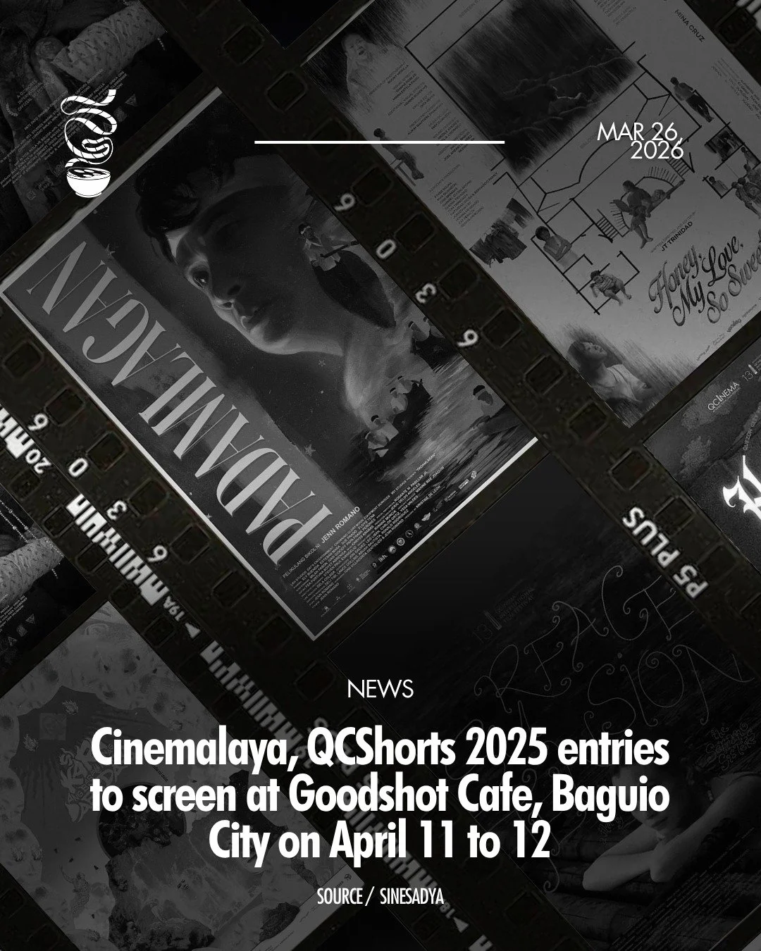 SINESADYA POPS UP AT GOODSHOT!

SineSadya will feature a selection of QCShorts International 2025 entries and the Cinemalaya 2025 feature 'Padamlagan' this April 11 to 12 at Goodshot Cafe, Baguio City. Admission is offered on a pay-what-you-can basis