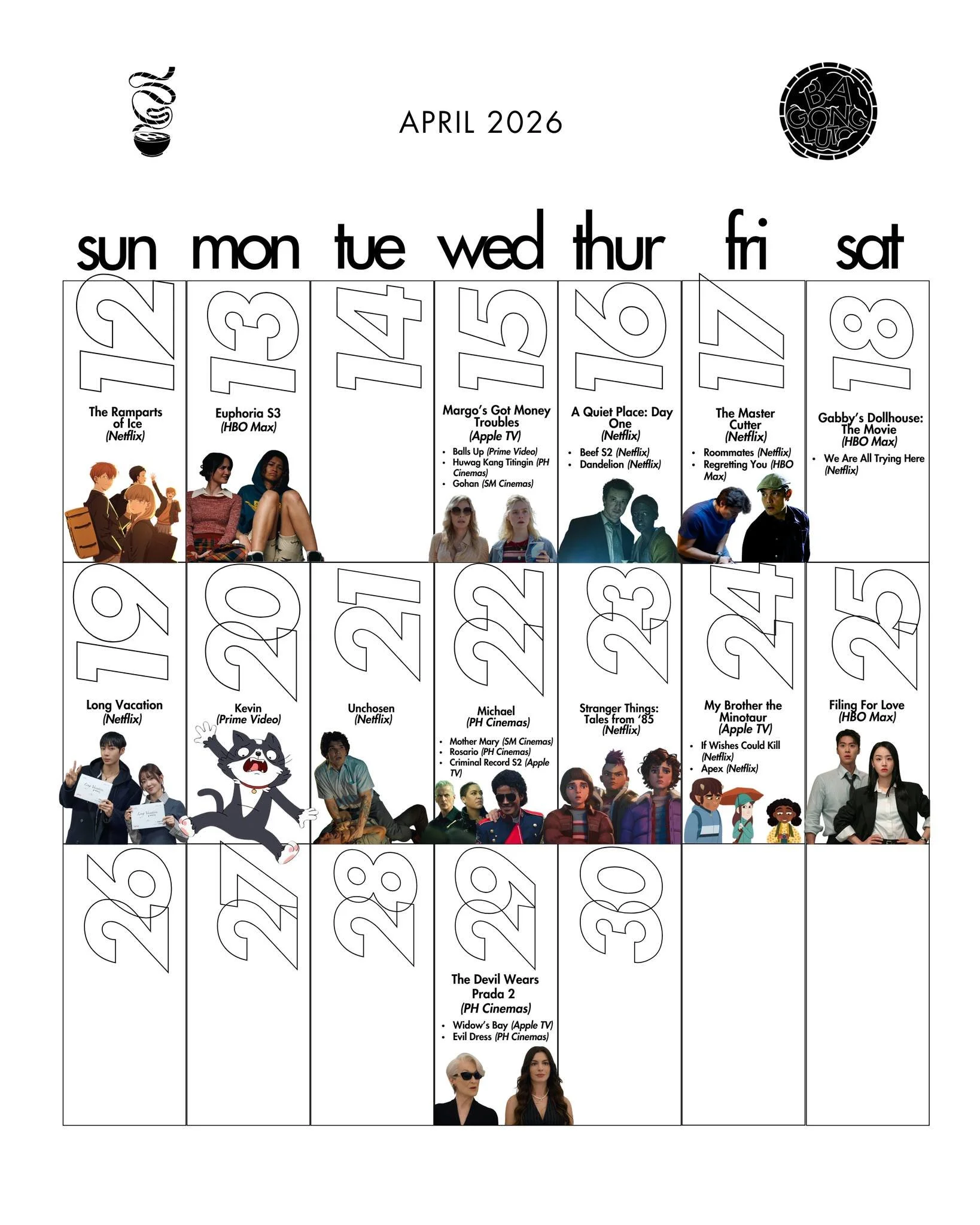 CLOSING APRIL! 

The second half of April presents many new releases. In theaters, viewers can anticipate the long-awaited sequel, &lsquo;The Devil Wears Prada 2,&rsquo; and the biopic &lsquo;Michael.&rsquo; On streaming, audiences can catch the thir