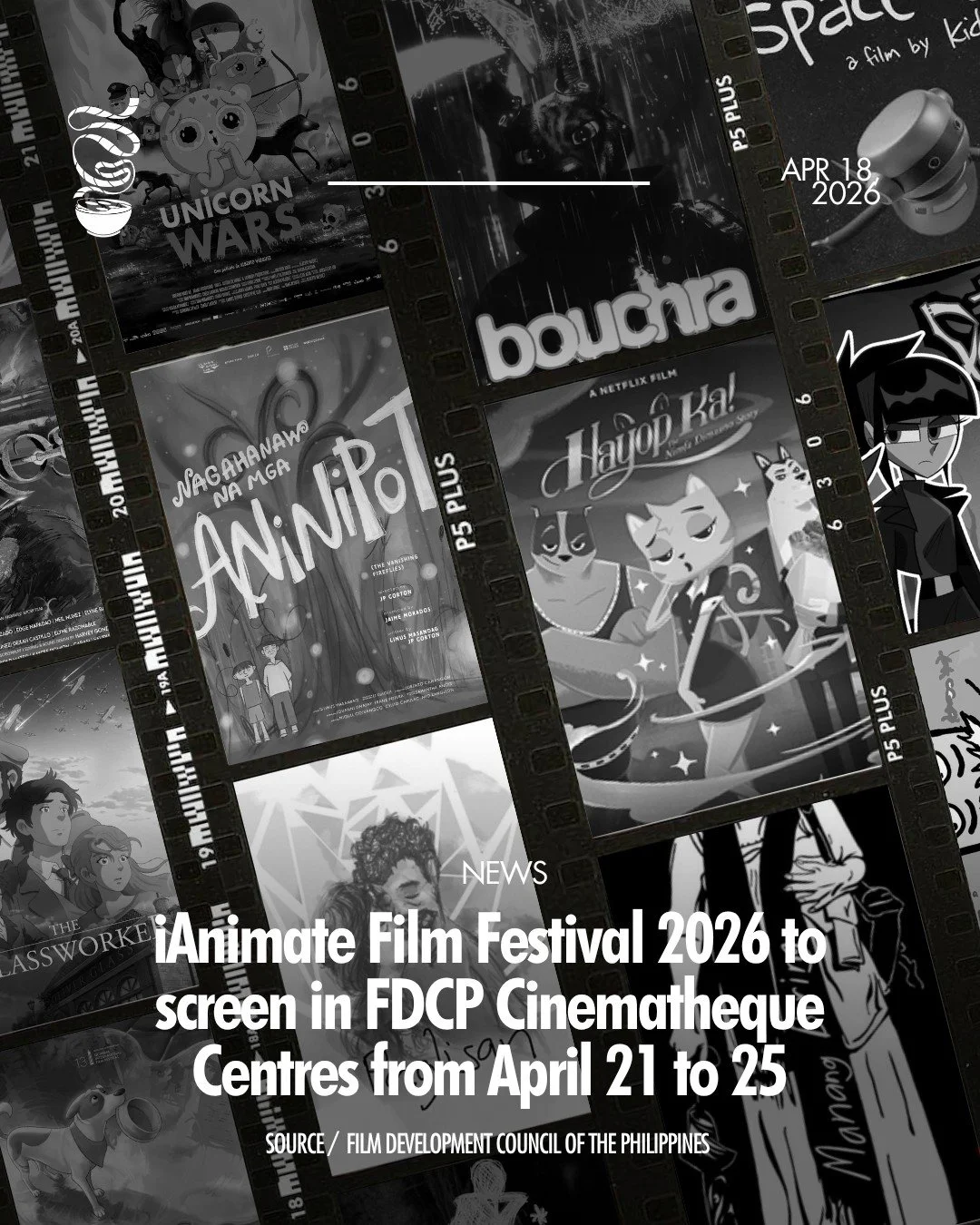 iANIMATE GOES NATIONWIDE!

The FDCP brings its Animation Film Festival, 'iAnimate,' to Manila, Iloilo, Davao, and Negros this April 21-25, featuring free public screenings of Filipino and global animated films across Cinematheque venues nationwide.

