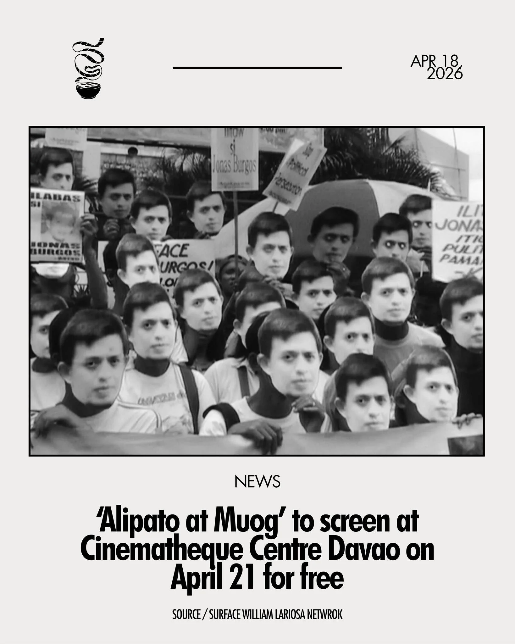 REMEMBERING THROUGH FILM.

JL Burgos&rsquo; 2024 documentary &lsquo;Alipato at Muog,&rsquo; alongside the Monta&ntilde;osa Film Festival 2025 short film &lsquo;Hindi Nawawala sa Pagkawala ang mga Alaala&rsquo; by Emmanuel Pamaylaon, will be screened 