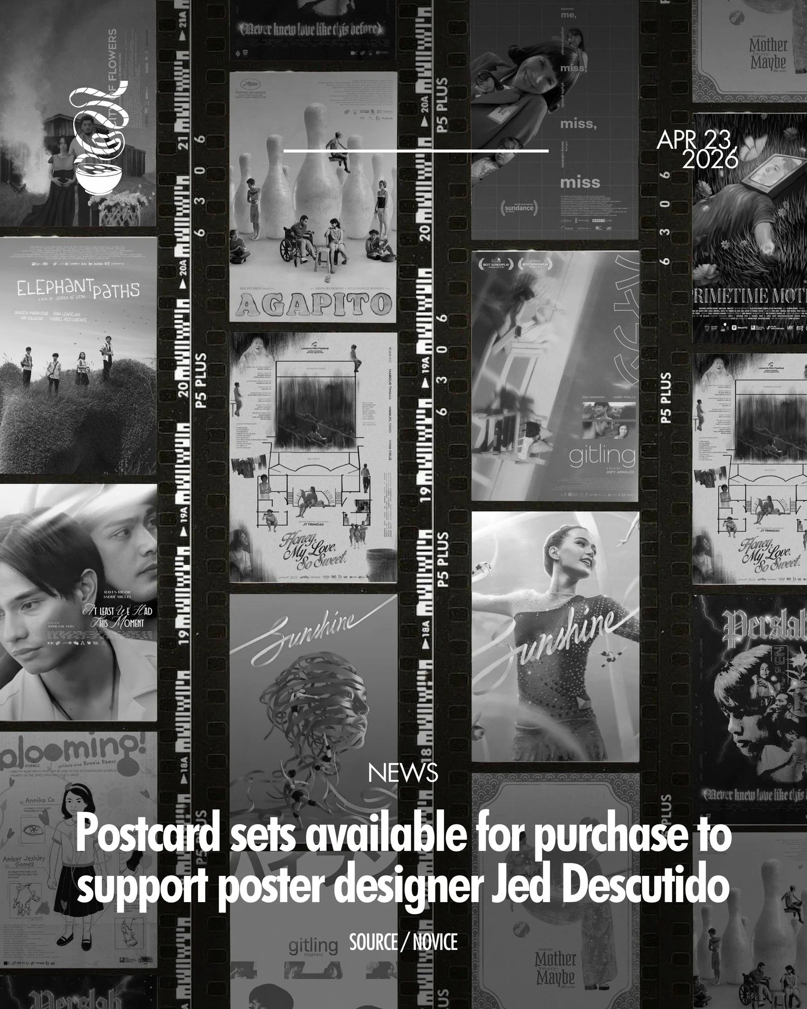 POSTCARDS FOR A CAUSE.

&ldquo;Posters on Postcards,&rdquo; a fundraising initiative by Novice and The Poster Folks with designers Justin Besana, Jermaine Tulbo, and Merlito Pabatao, supports Filipino film poster designer Jed Descutido, who is curren