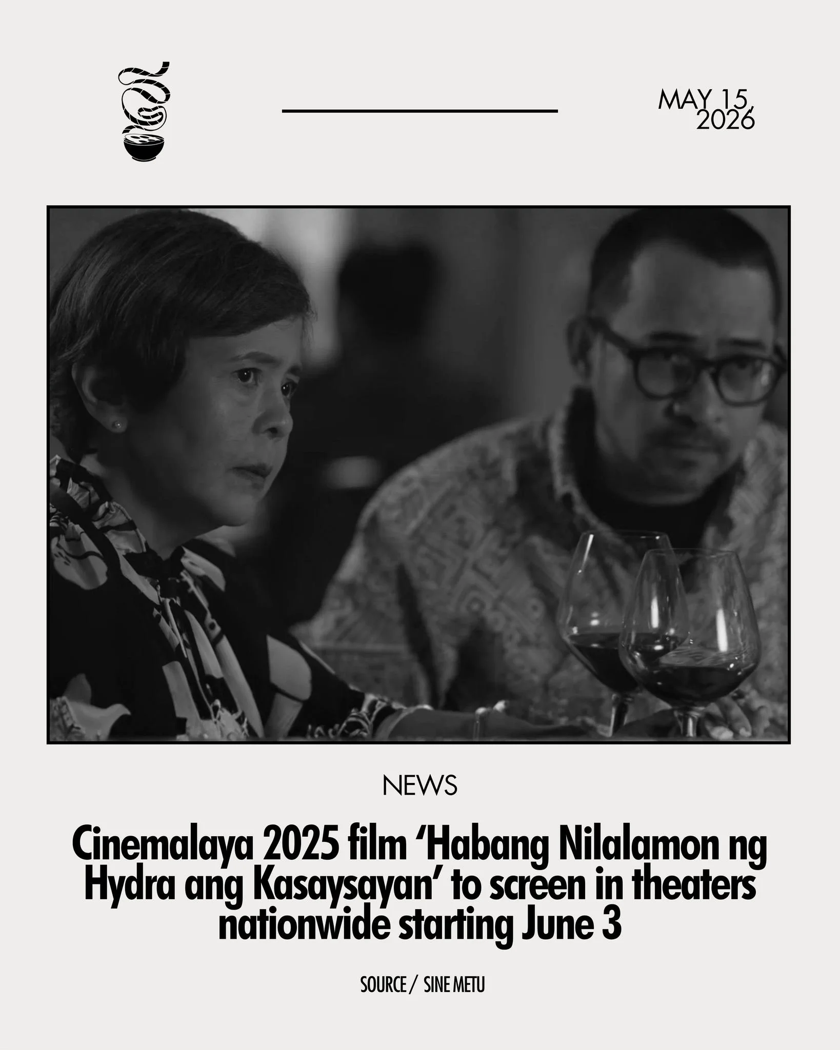 ANO BA ANG PAGIGING MAKABAYAN?

The Cinemalaya 2025 film &lsquo;Habang Nilalamon ng Hydra ang Kasaysayan&rsquo; will have its nationwide theatrical release starting June 3. 

The film, written and directed by Dustin Celestino, follows four Filipinos 
