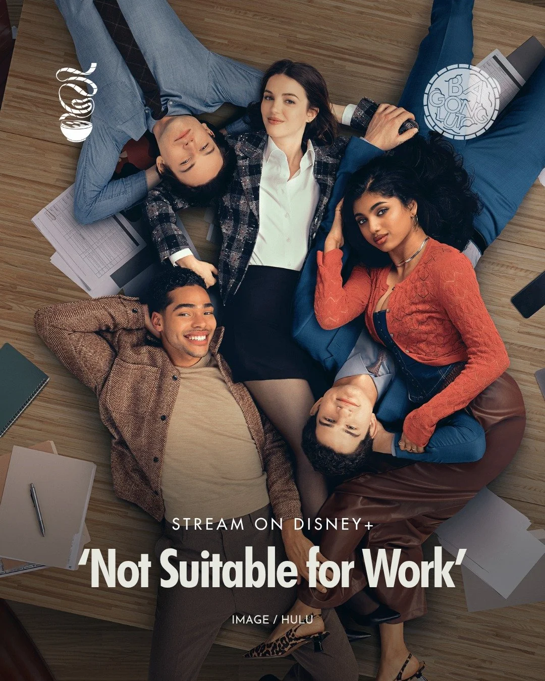 WE CAN WORK IT OUT.

'Not Suitable for Work' is now streaming on Disney+!

Ella Hunt, Avantika, Will Angus, Jack Martin, Nicholas Duvernay, and Jay Ellis star in Mindy Kaling's newest comedy series about a group of young professionals in Manhattan st