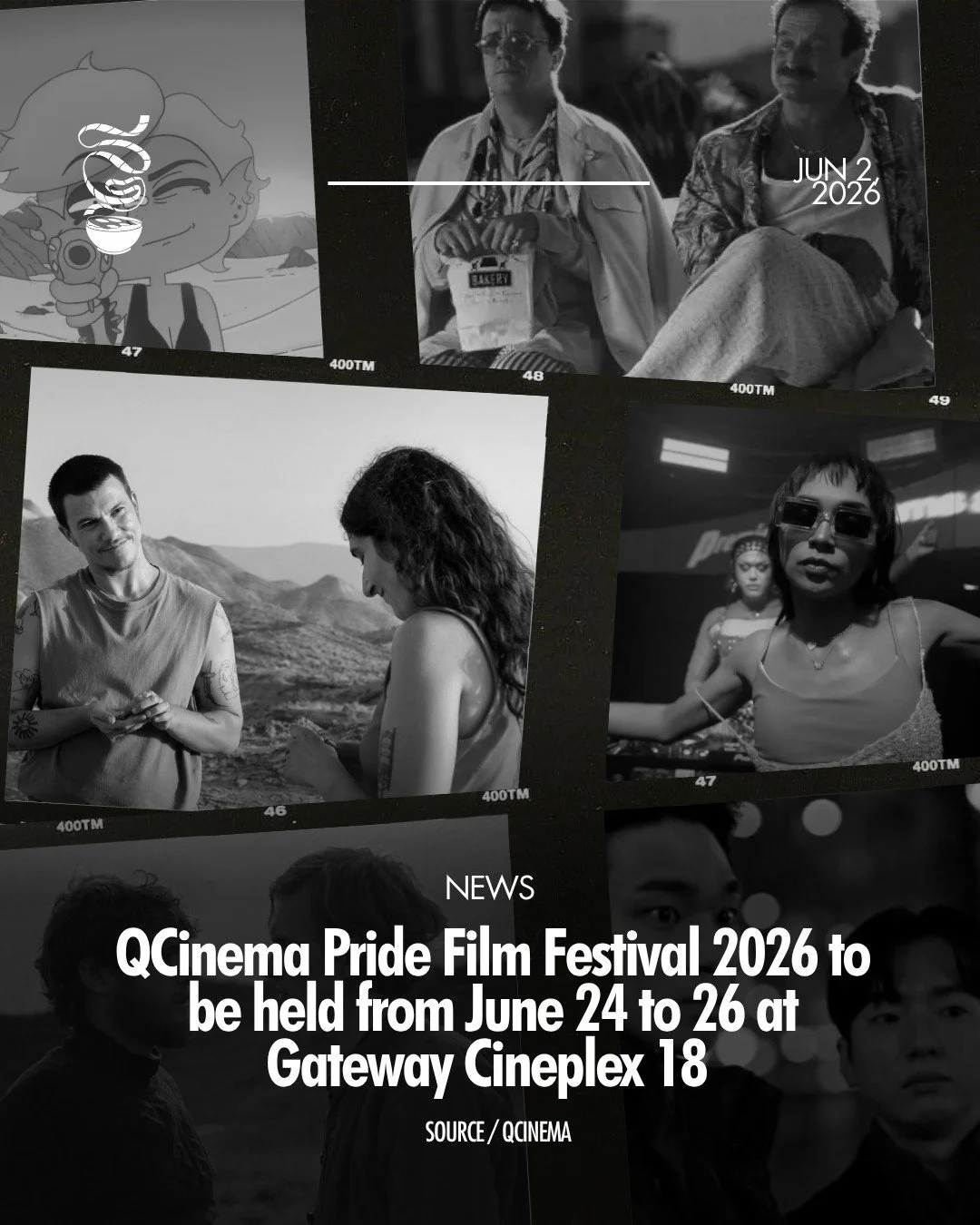 WATCH WHO YOU ARE FOR YOUR PRIDE!

The QCinema Pride Film Festival 2026 will be held from June 24 to 26 at Gateway Cineplex 18. Seven acclaimed films from around the world concerning the LGBTQ+ experience will screen at the festival, a recent Pride M