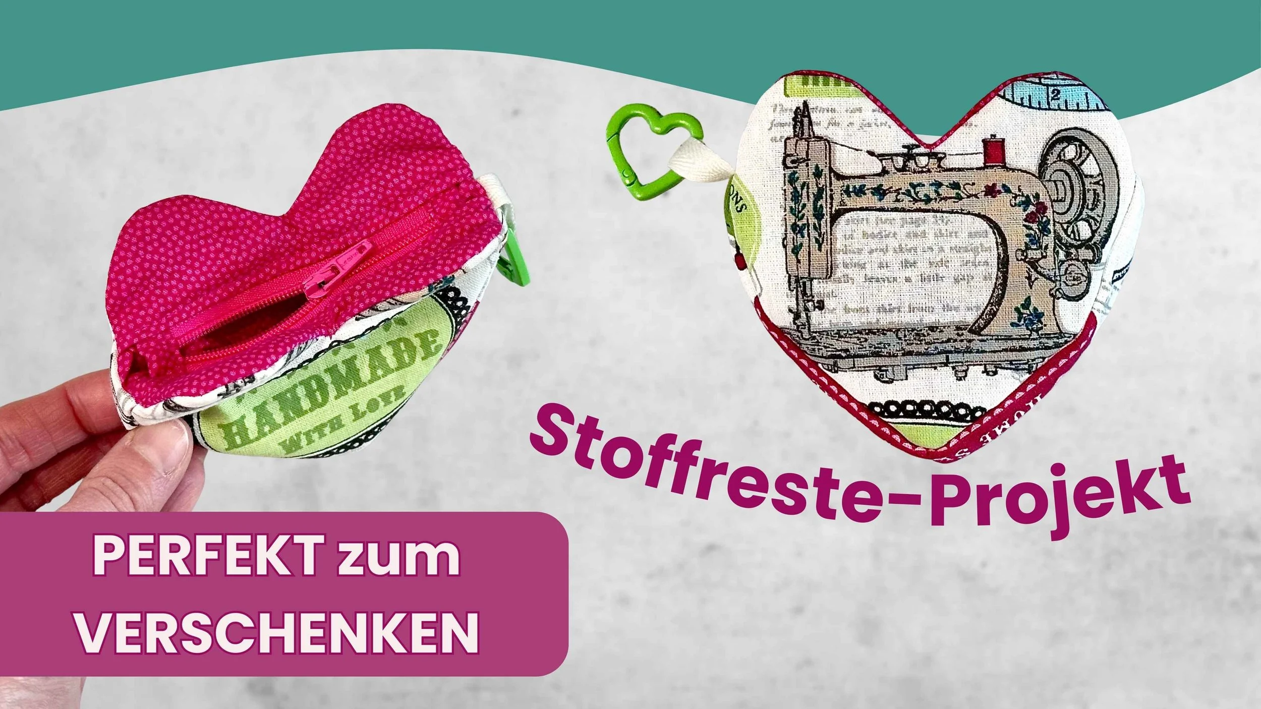 Kleines Herztäschchen nähen | Süße Geschenkidee aus Stoffresten