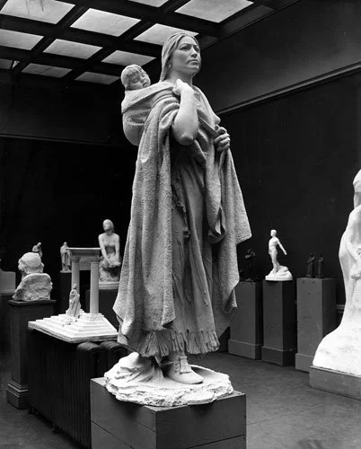   Sakakawea Statue in Sculptor Leonard Crunelle's Studio, State Archives# C1110  