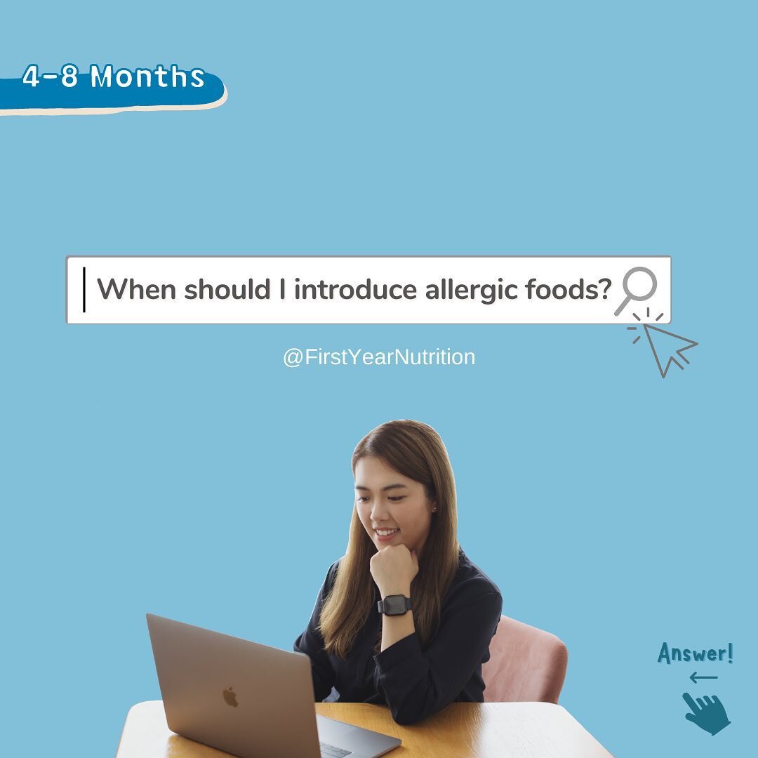 [🤯What should I do?] - Food Allergy

📌Quick Answer:
👉🏻You can start introducing allergy foods to your baby once you start introducing solid. 
👉🏻(Usually from around 6 months)

💁🏻&zwj;♀️As part of a healthy diet, aim to offer your baby a varie