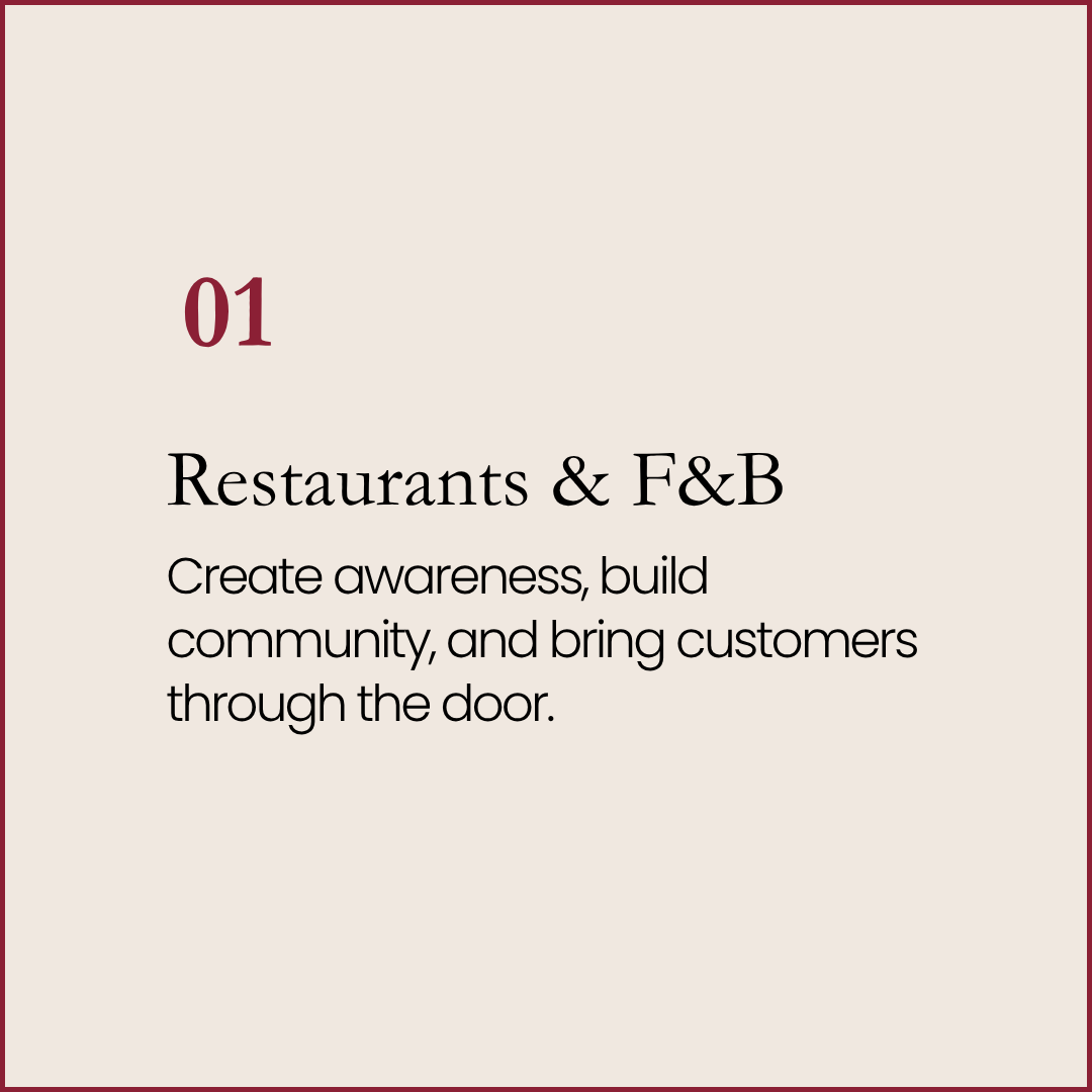 restaurants and food and beverage create awareness, build community, and bring customers through the door