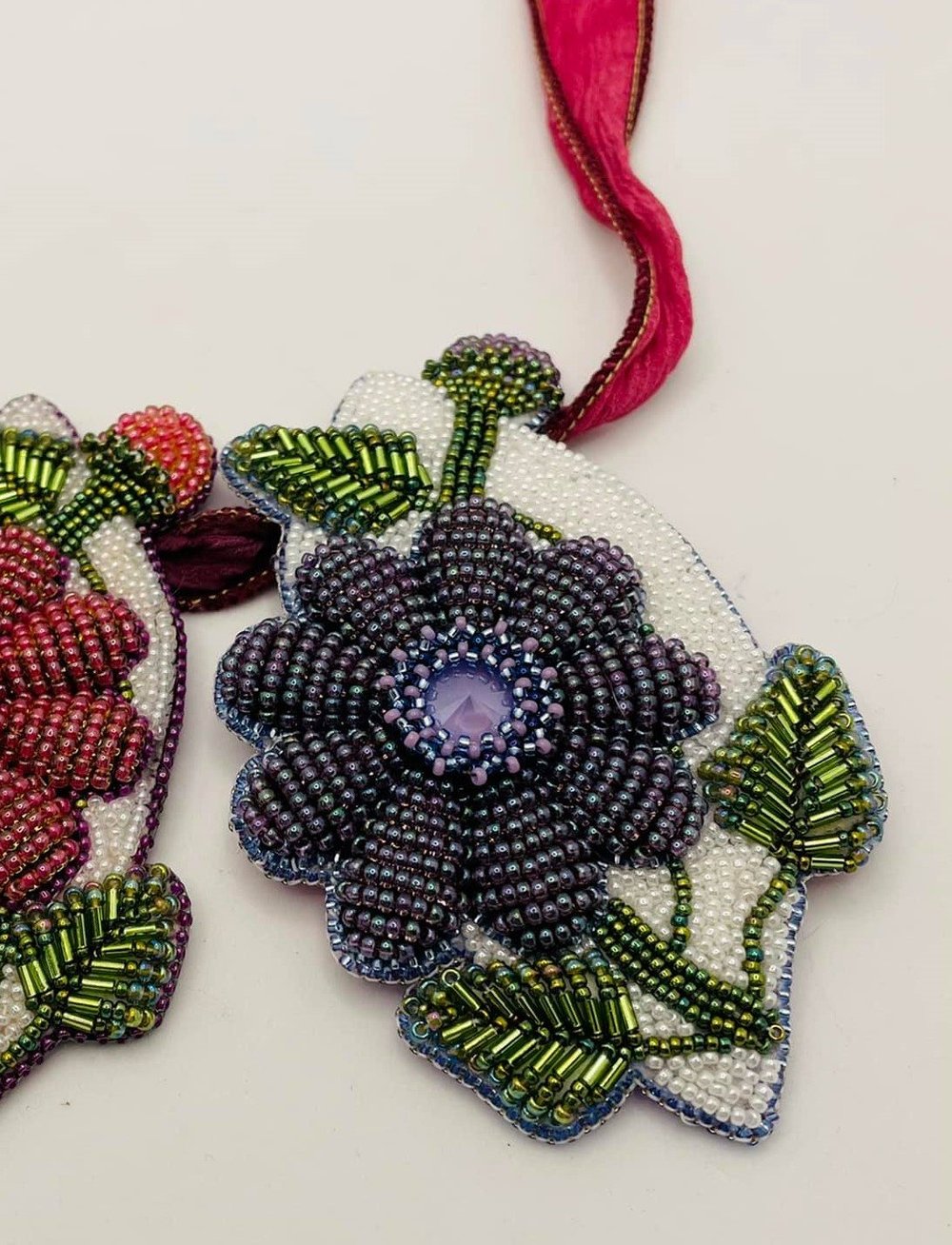 Embroidered Flower Pendant — Bead Soup