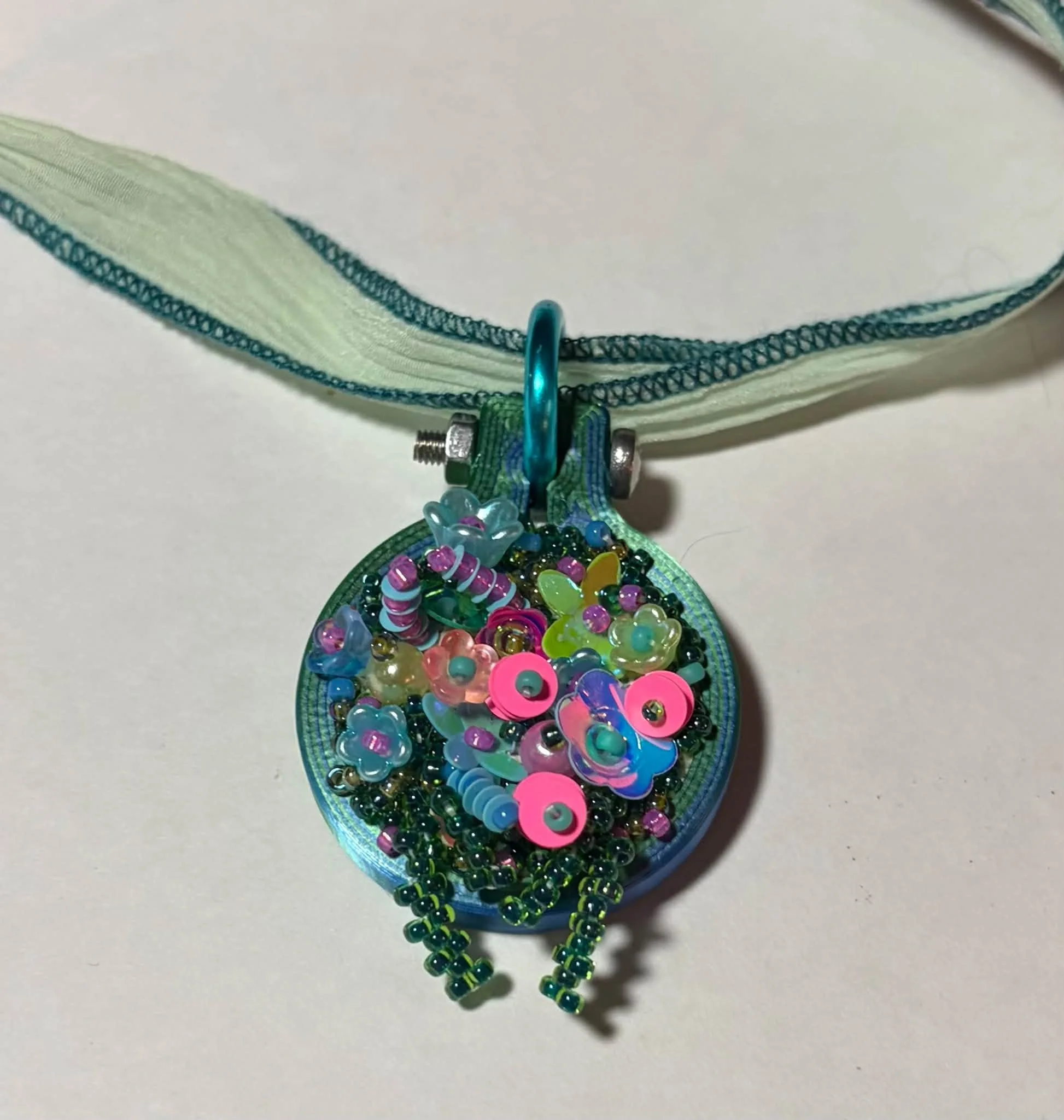 Tiny Flower Hoop Pendant