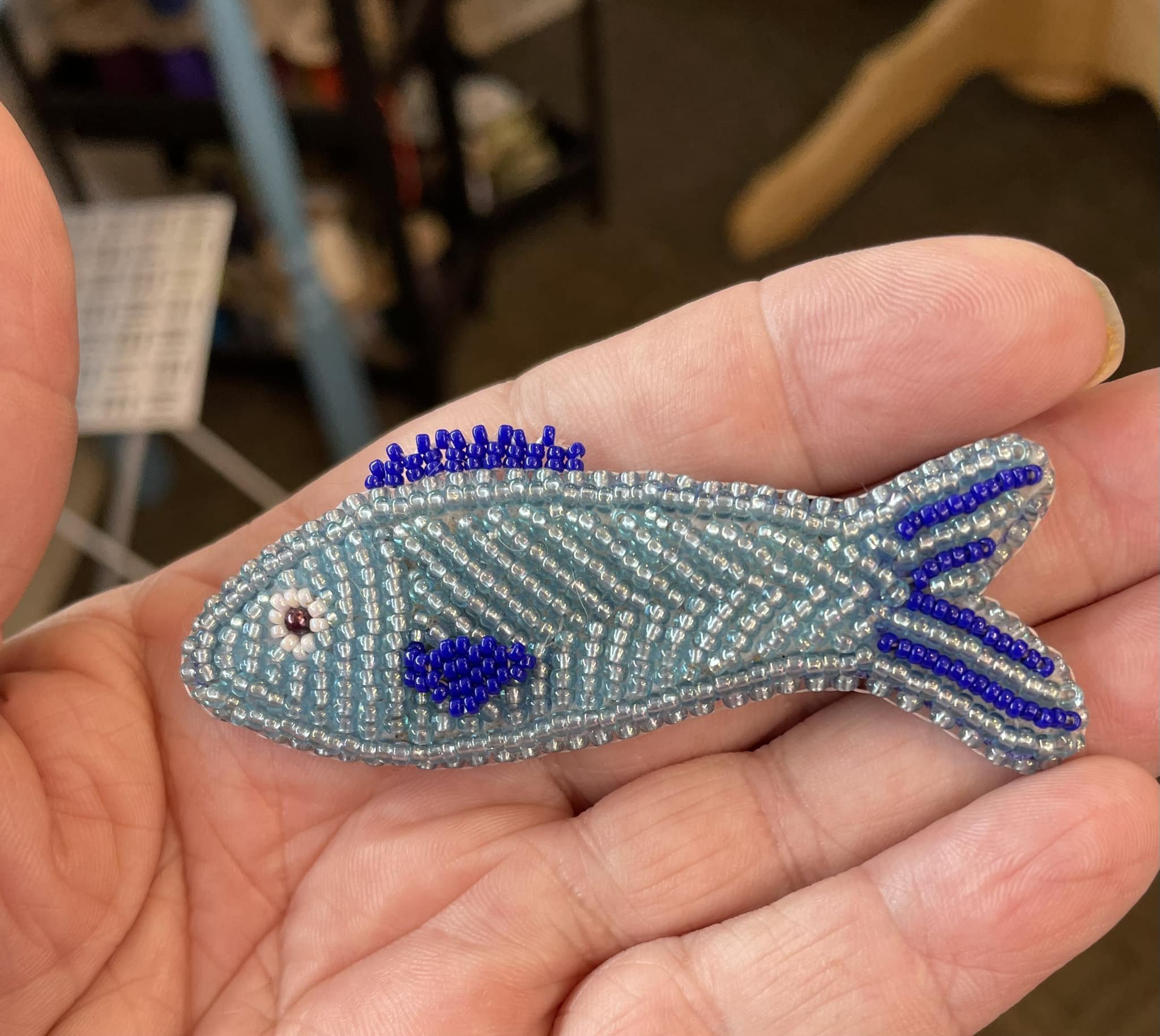Swim Little Fish Bead Embroidery