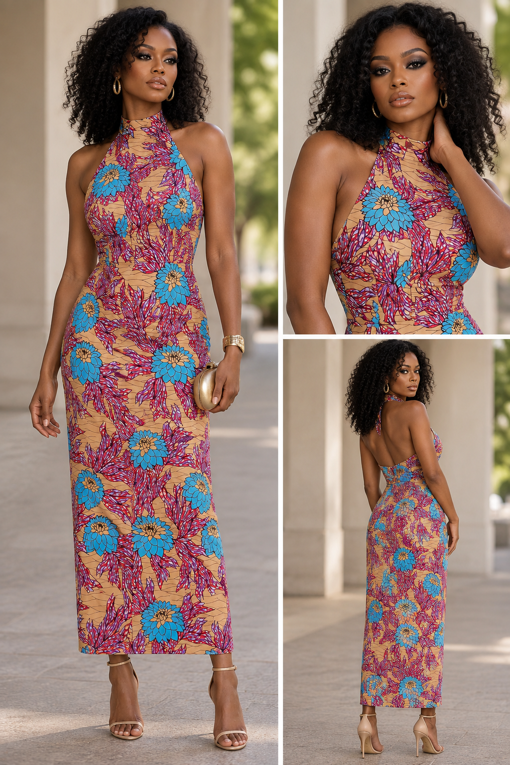 Crowned Elegance Kalahari High-Neck Fitted Dress