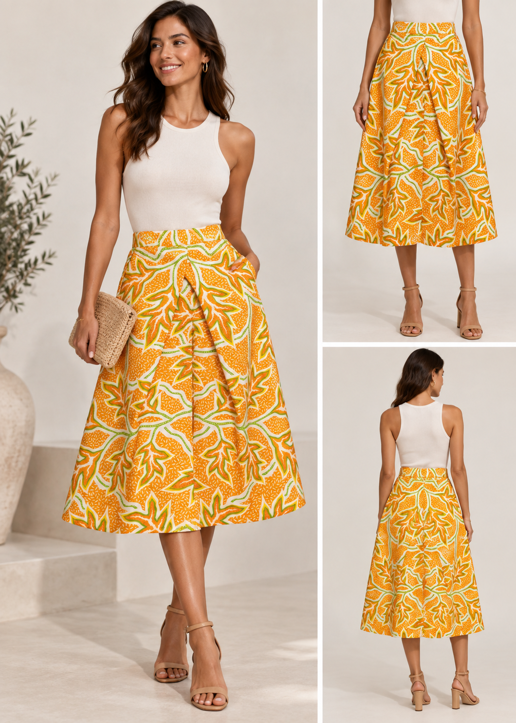 Crowned Elegance Yellow A-Line Skirt