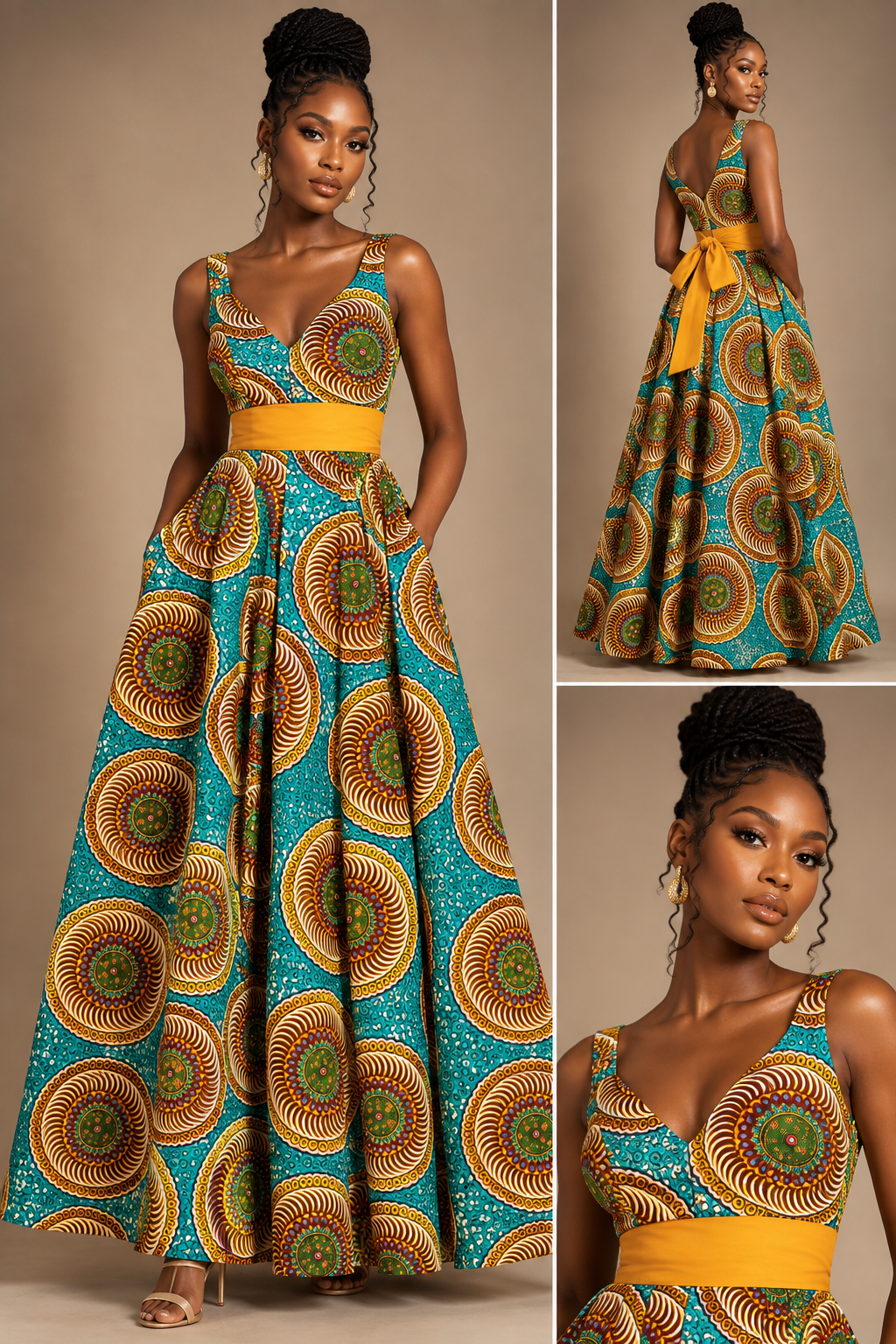 Crowned Elegance La-Palm Maxi Dress