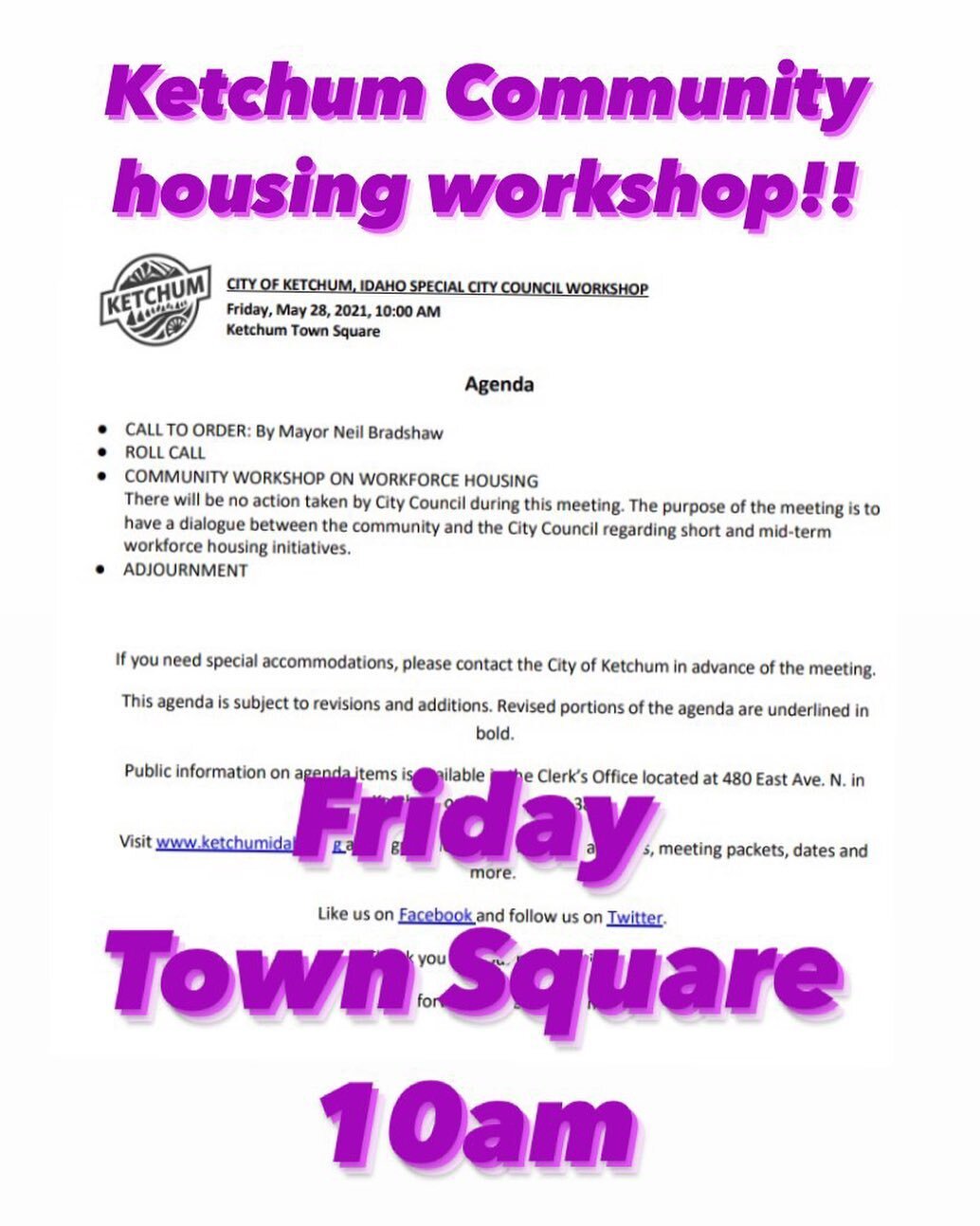 Please attend this workshop so we can hopefully have some affordable housing!!