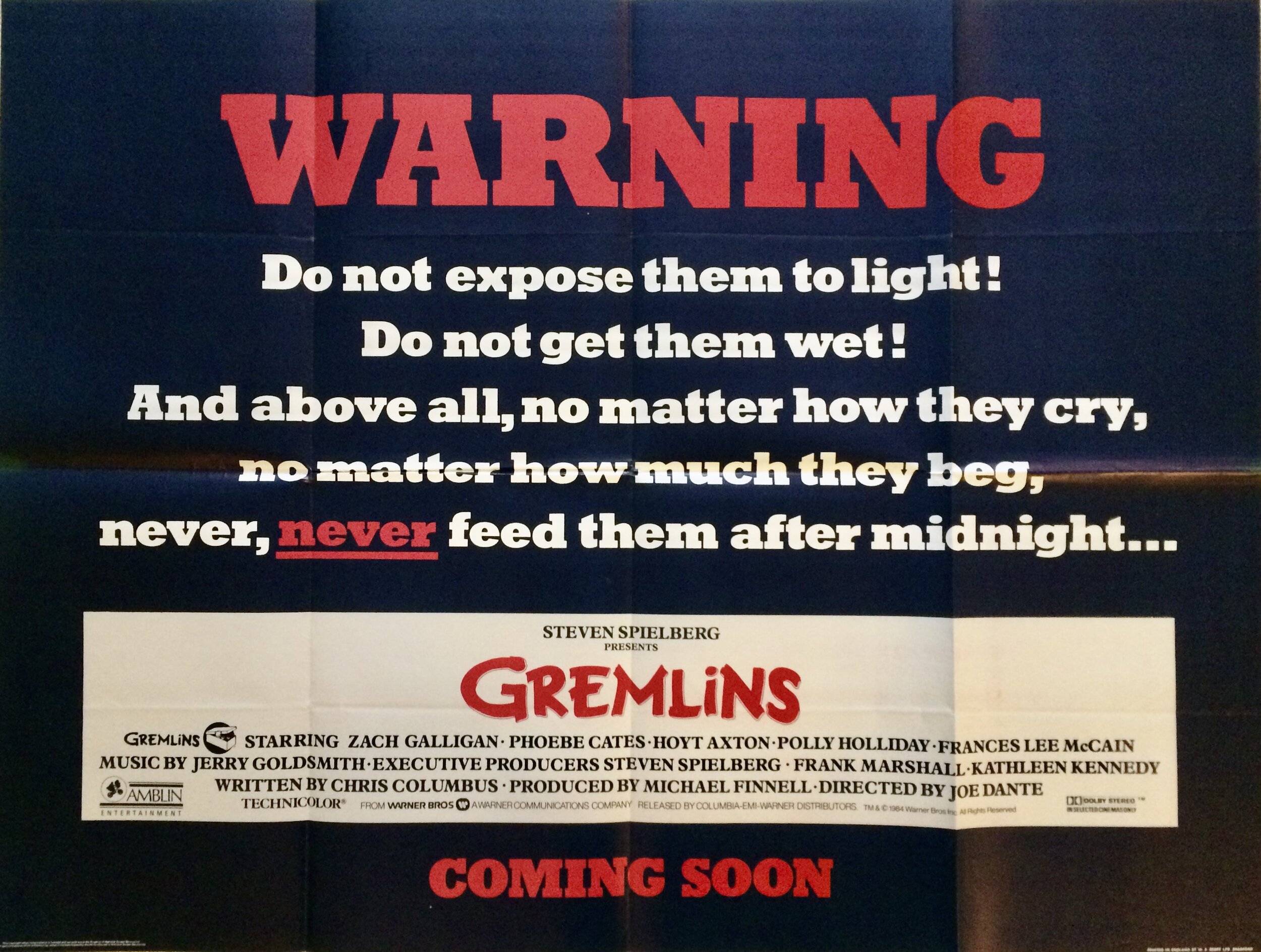 Gremlins Advance Movie Film Cinema Quad Poster