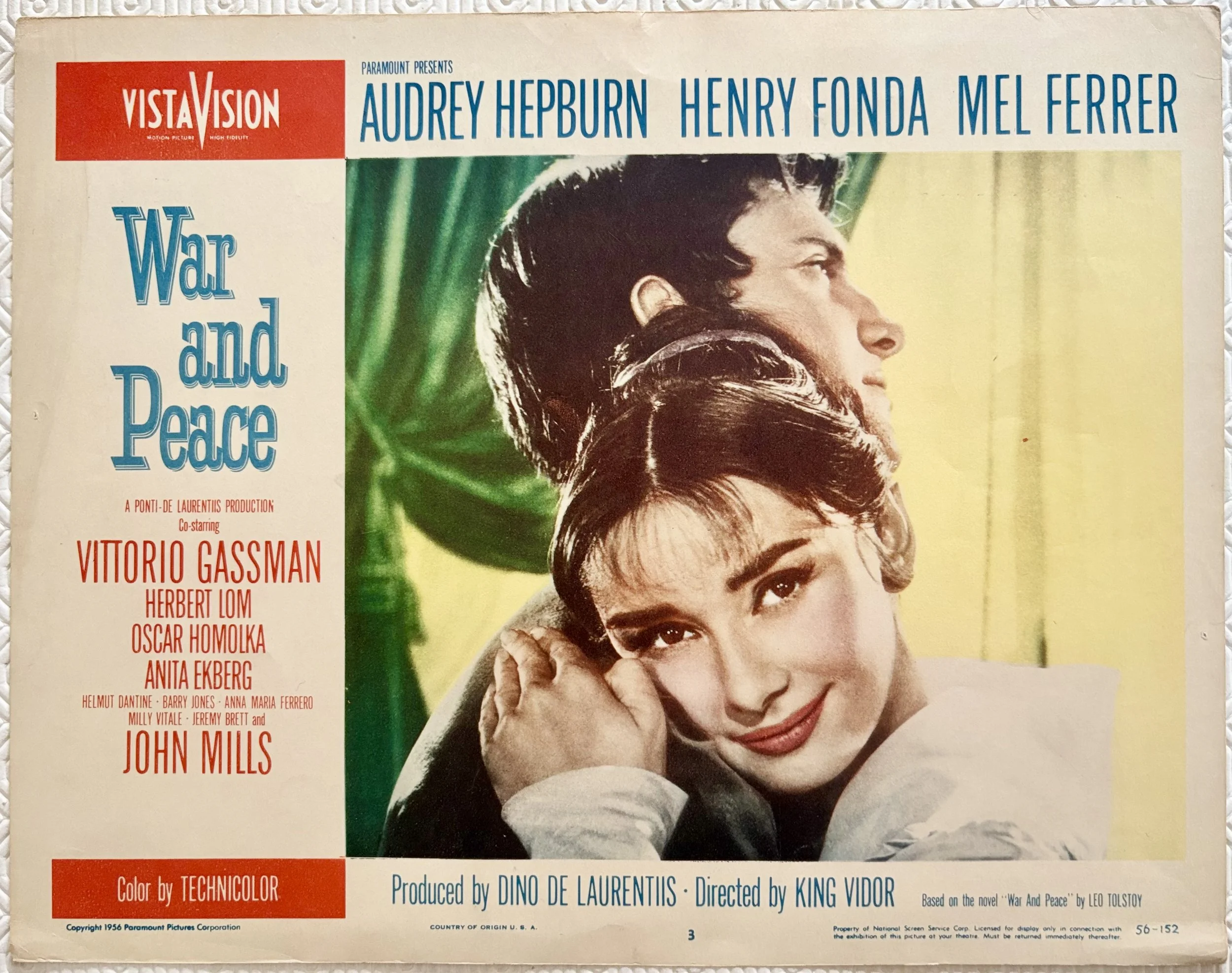 War and Peace Original 1956 Lobby Card