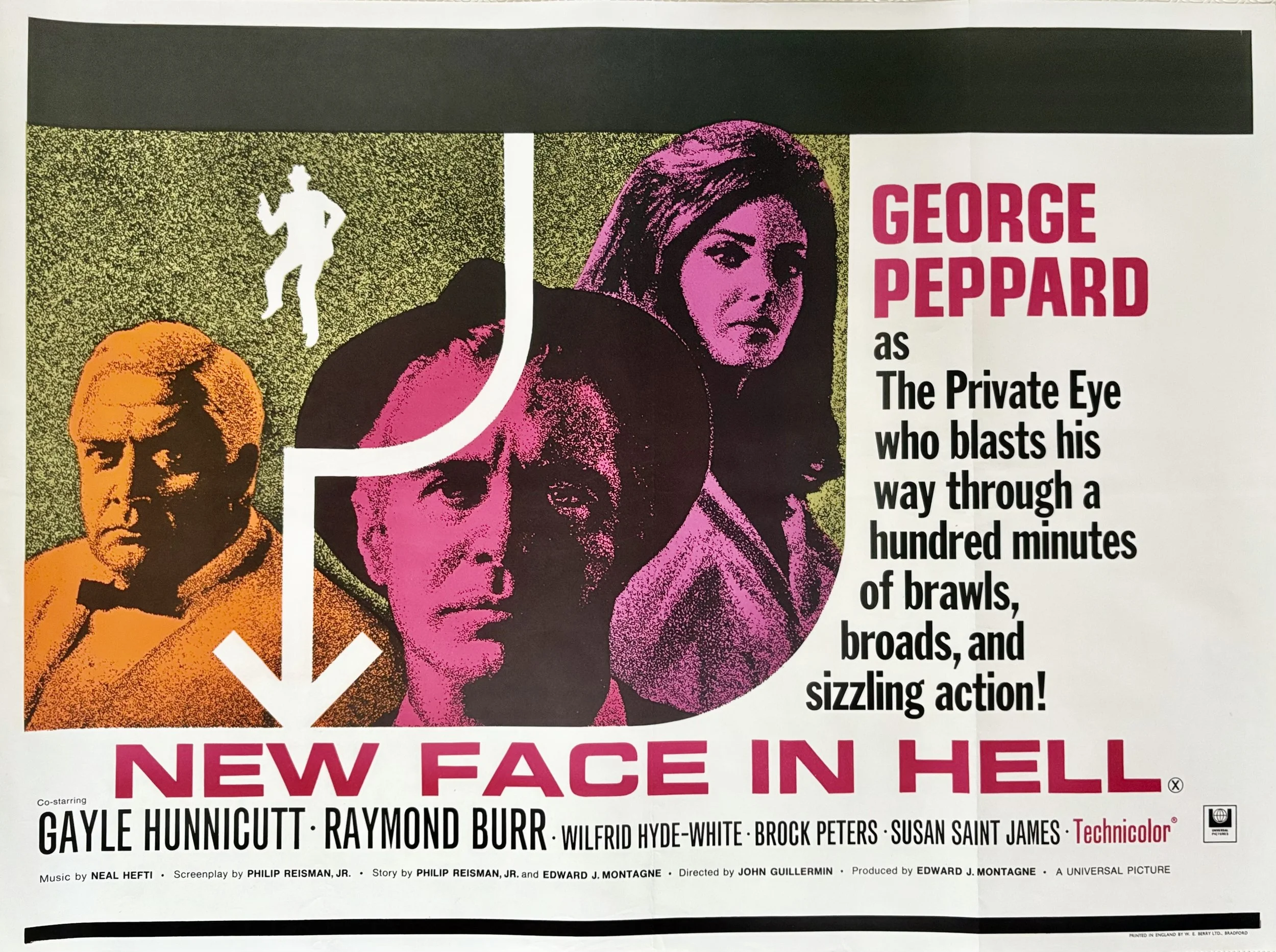 New face In Hell aka P.J. 1968 Quad Poster