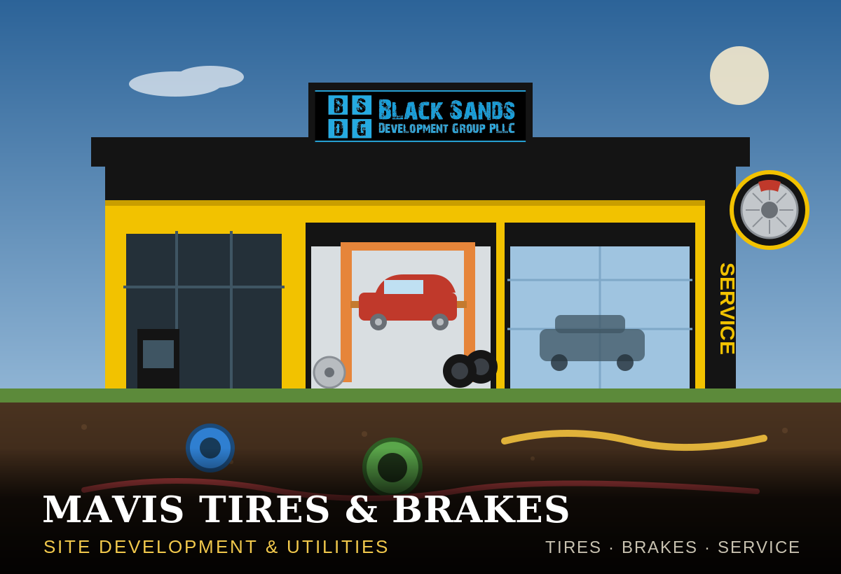 Site construction plan for Mavis Tires & Brakes at a location on 1900 State Road 207 in St. Augustine, Florida, including maps, references, and project details.