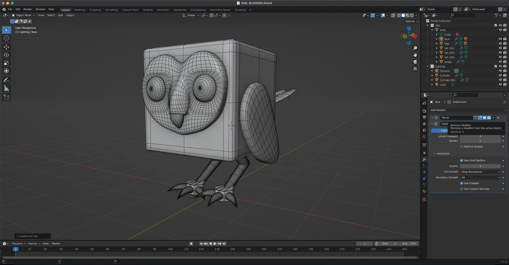 Subdividing and adding more refined detail 