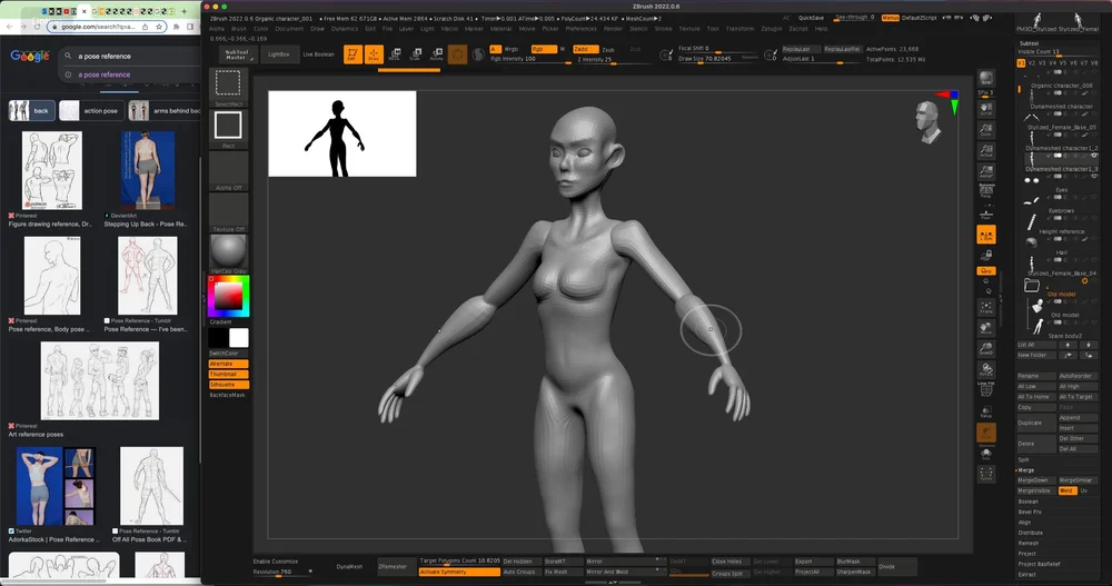 Hands were recreated using a higher Dynamesh. 