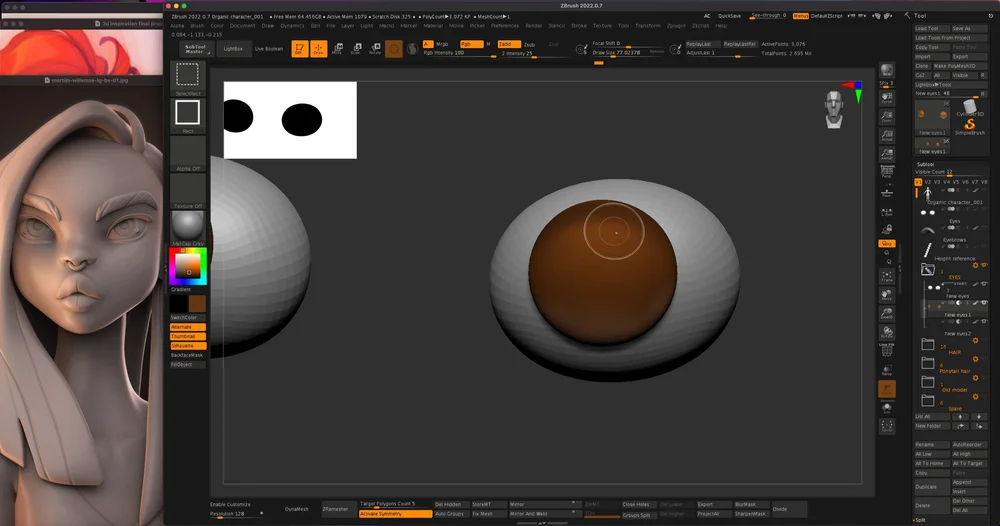 Creating eyes using a "Live Boolean" method 