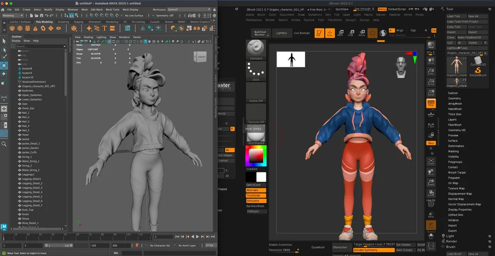 Enture Decimated Low-Poly mesh is now moved to Maya from Zbrush 
