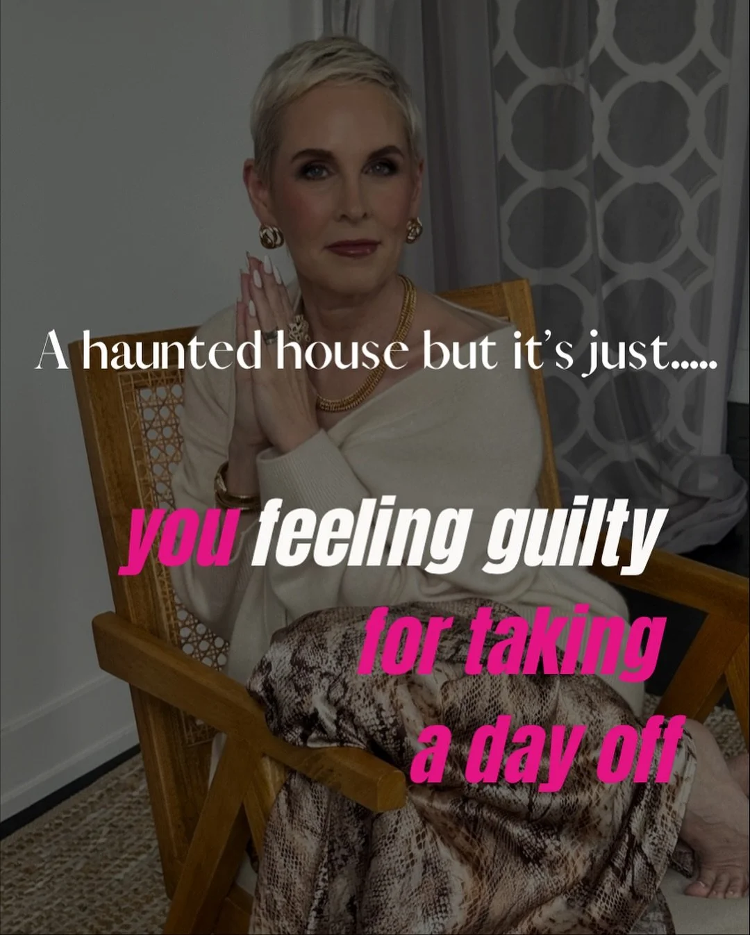 The scariest haunted house? Living in these patterns every single day.
But here&rsquo;s what I want you to imagine for a second&hellip;
What if taking that day off felt like self-care, not selfishness? What if your brain could actually be QUIET durin