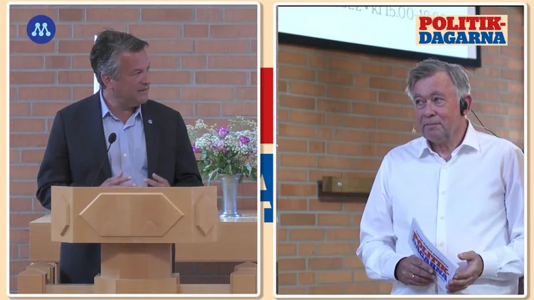 Two speakers in a live-produced broadcast