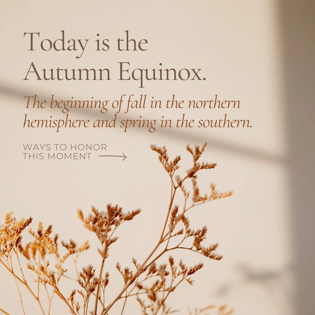 Today is the Autumn Equinox in the northern hemisphere, a time when we experience equal amount of light and dark over the course of the day/night (as opposed to the solstices, when it's either the most light or most dark). It's a great time to notice