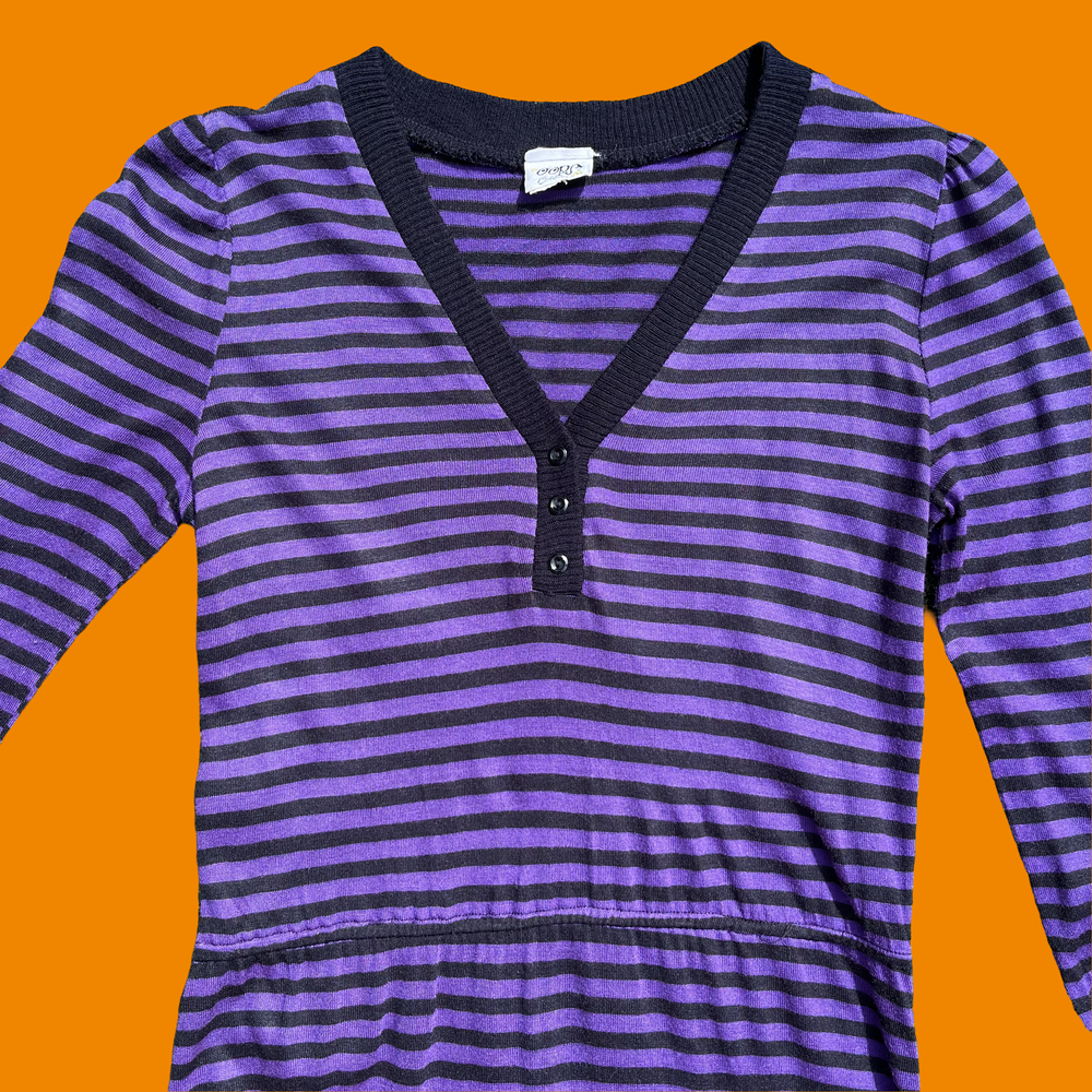 Purple and Black striped dress by Oops California — Pink