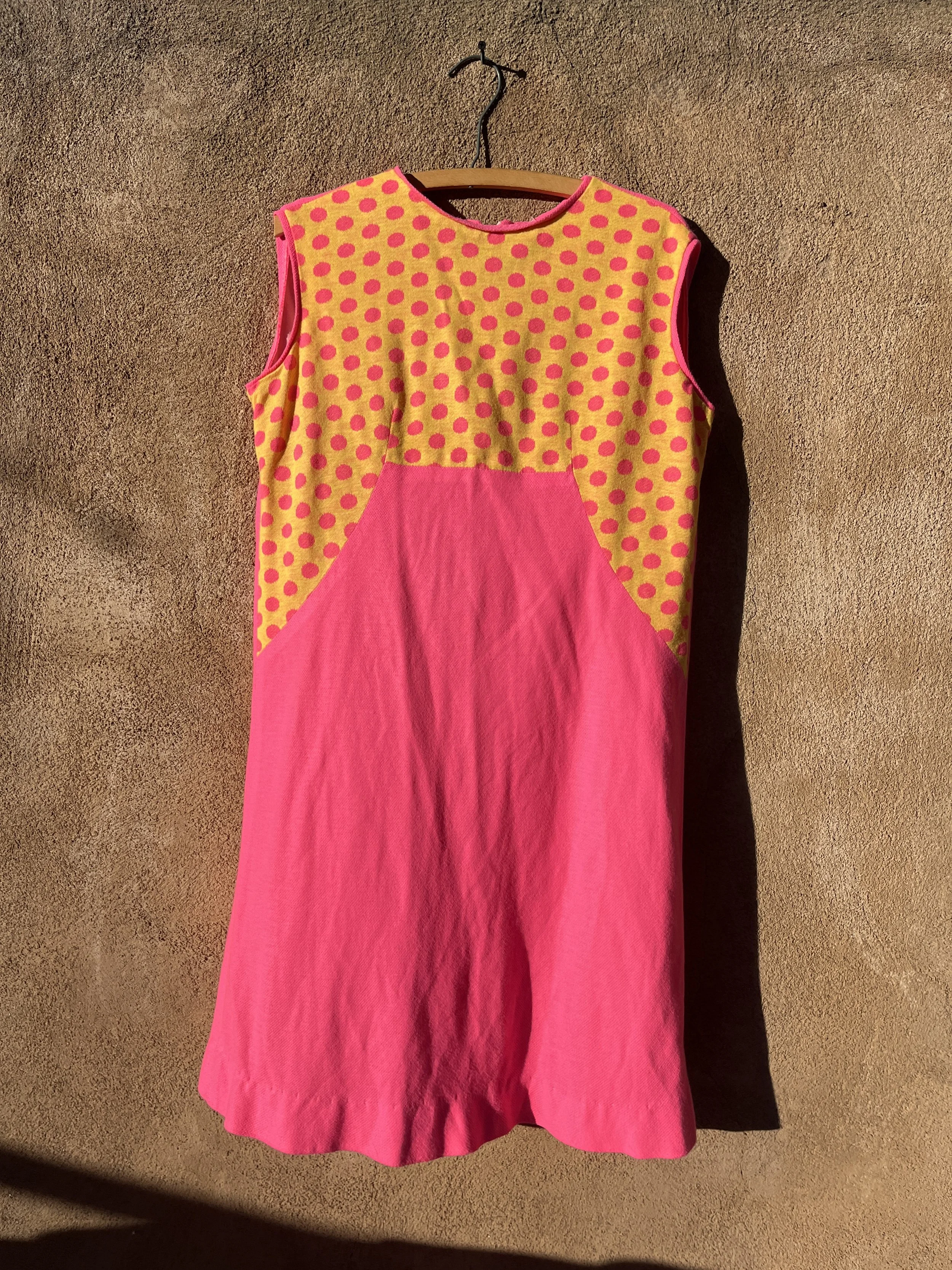 1960s Pink and Yellow Polka dot dress