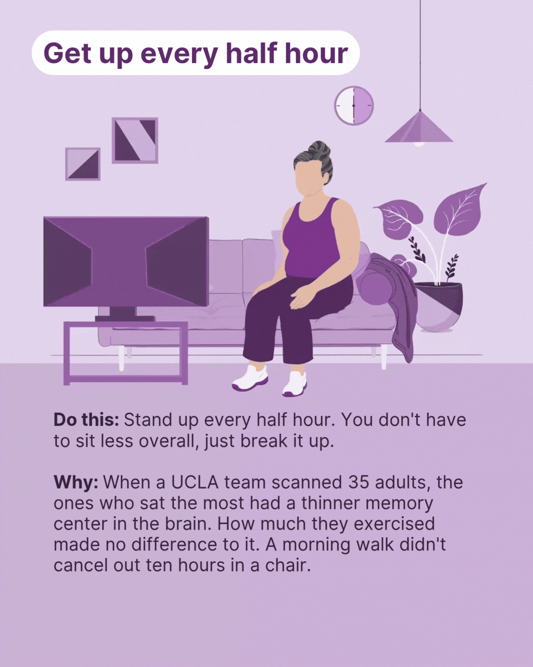 illustration of woman getting up off the couch