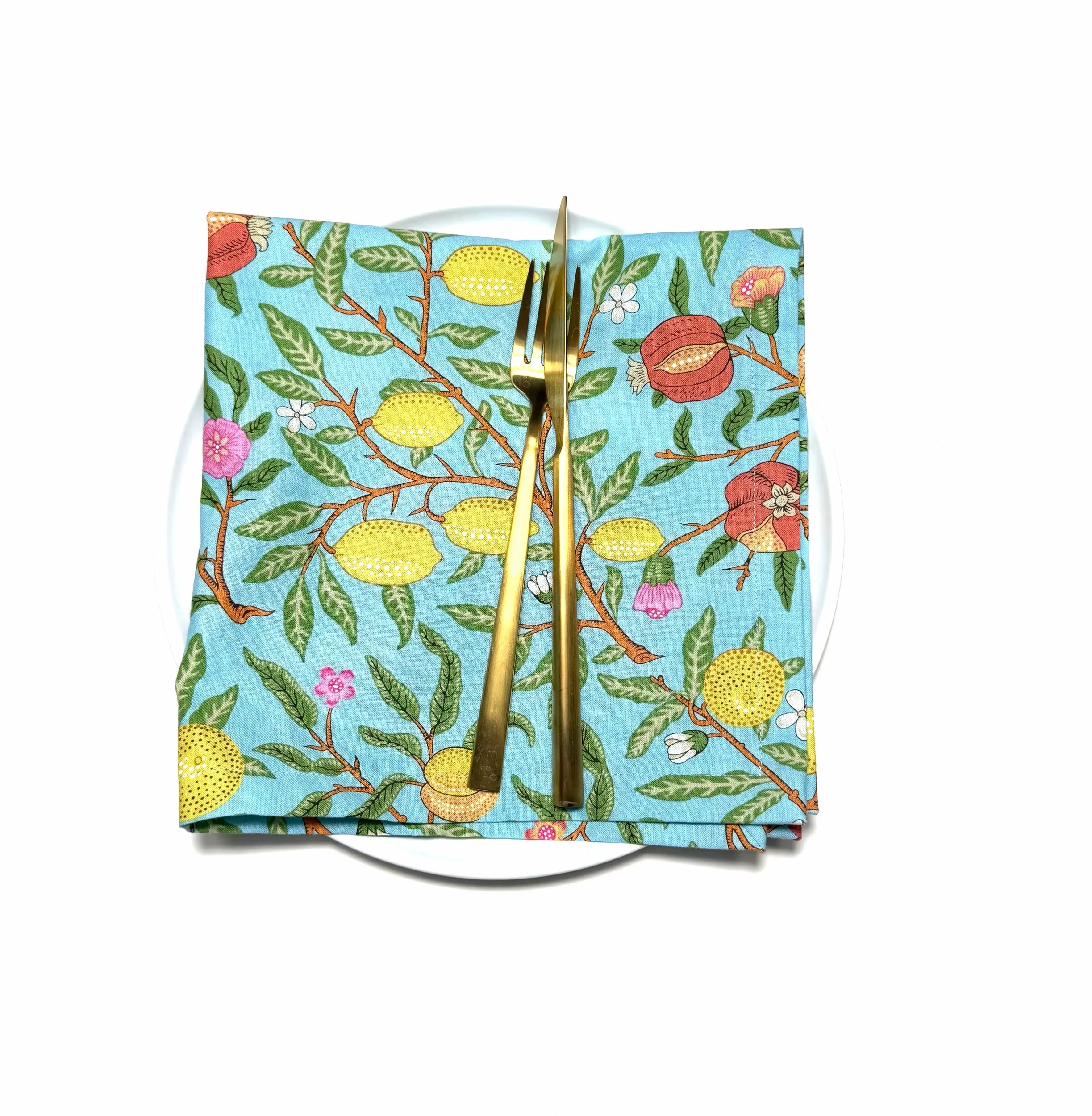 Kaffe x Morris & Co. Fruit Dinner Napkins in Duck Egg