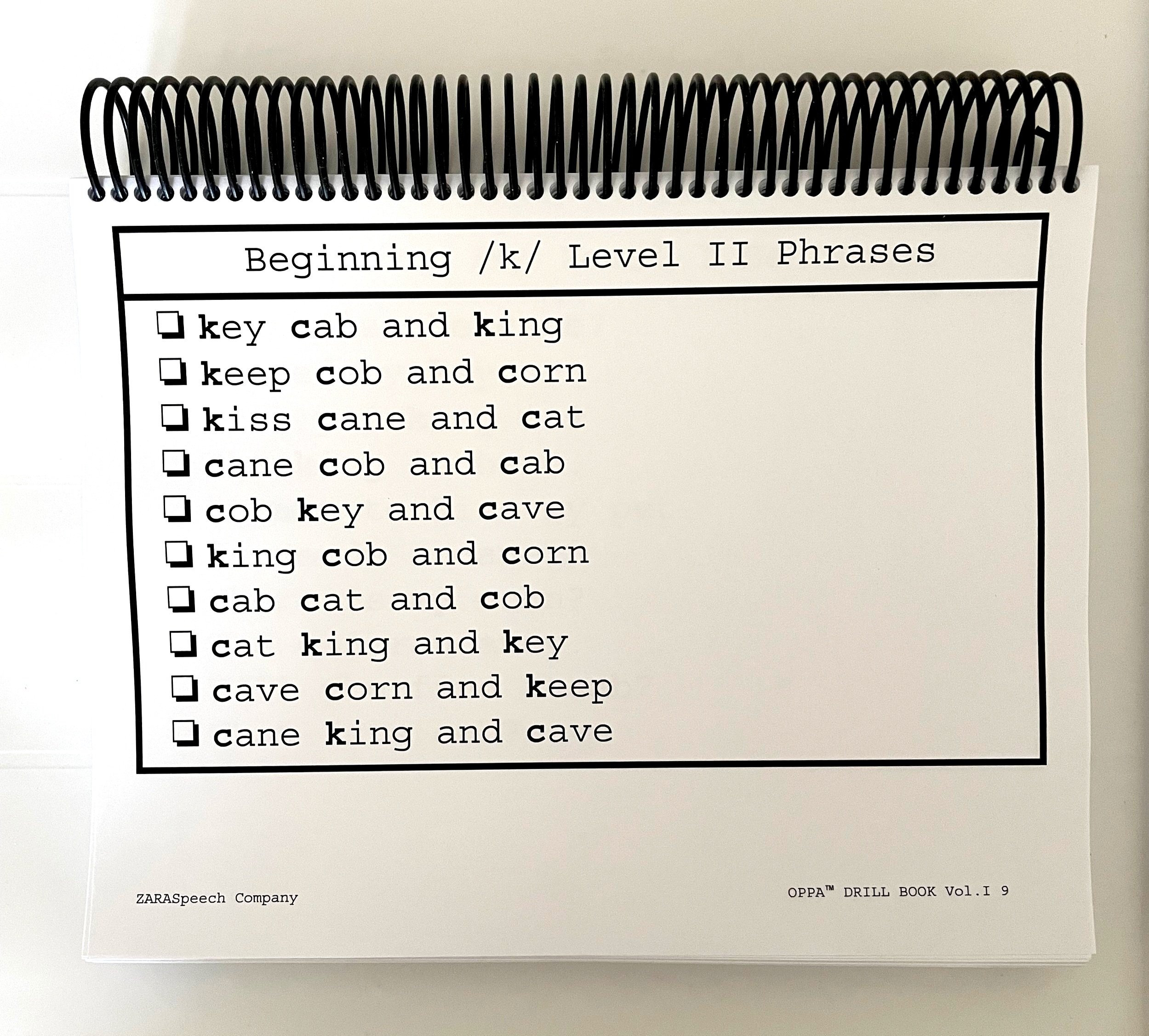 speech sound drill book to work on reading and articulation