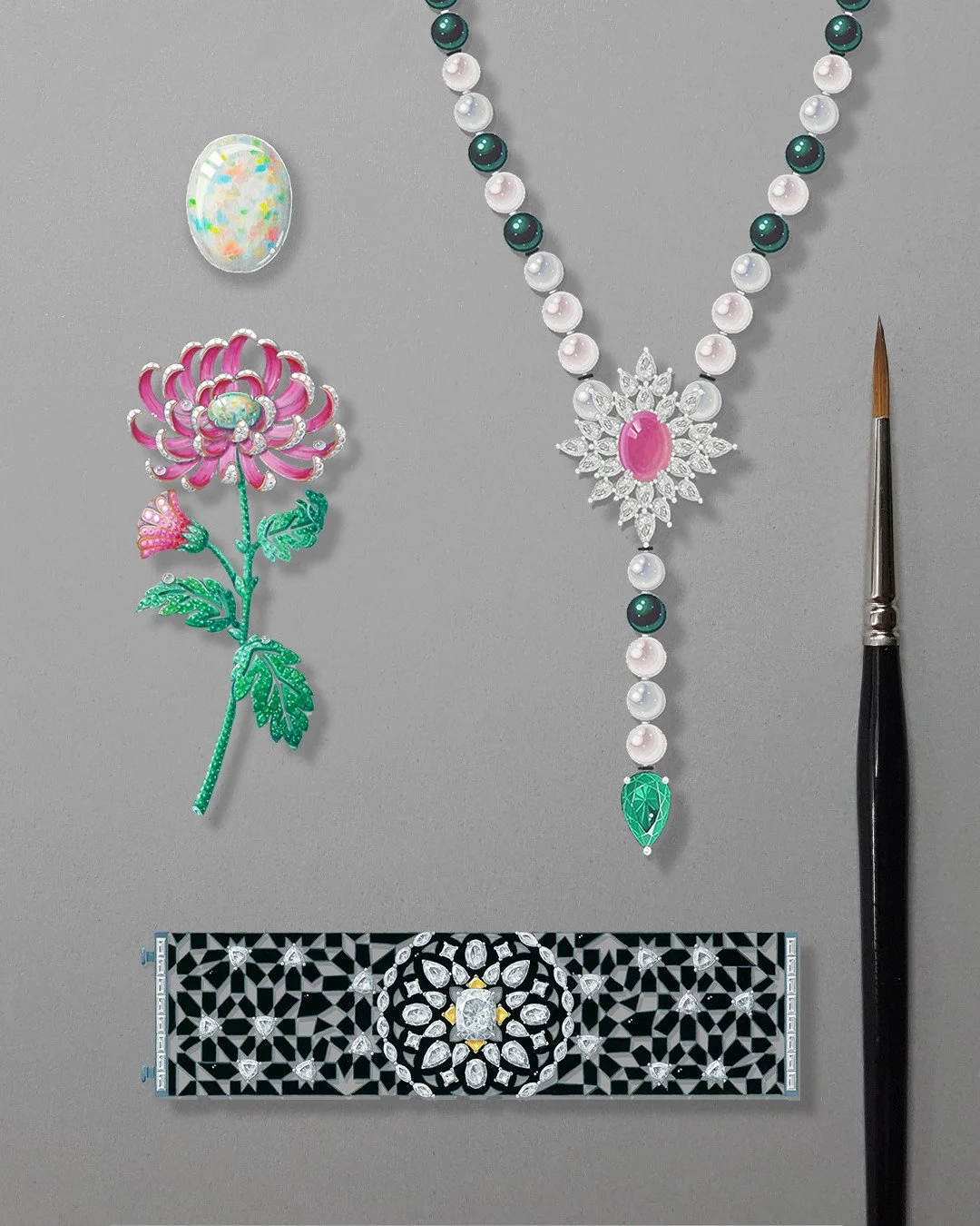 🎨💎 Voici pourquoi les grandes maisons de joaillerie utilisent encore la gouache : ⁠
⁠
Parce qu'en un instant, d'un seul coup d'œil, ces croquis révèlent une vérité indéniable : l'excellence.⁠
Avant même que le bijou ne prenne vie, vous savez qu'il sera fabriqué avec le même soin et le même savoir-faire.